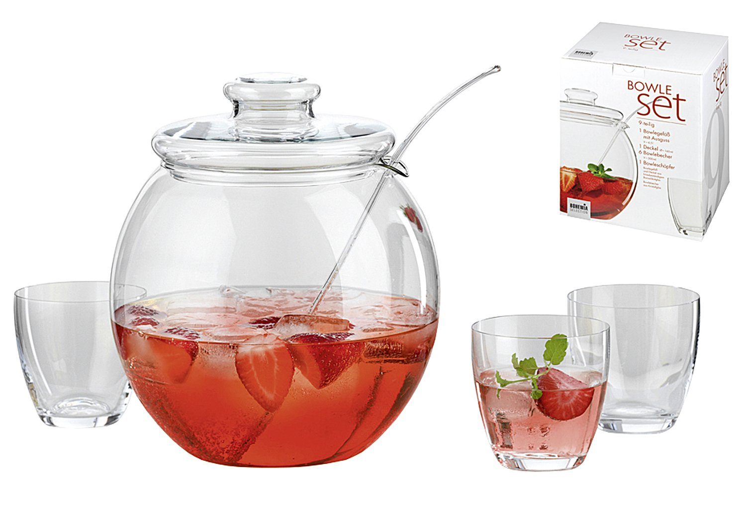 Bohemia Cristal Bowle-Set Bohemia Cristal Bowleset "Libera", 9-teilig (9-tlg)