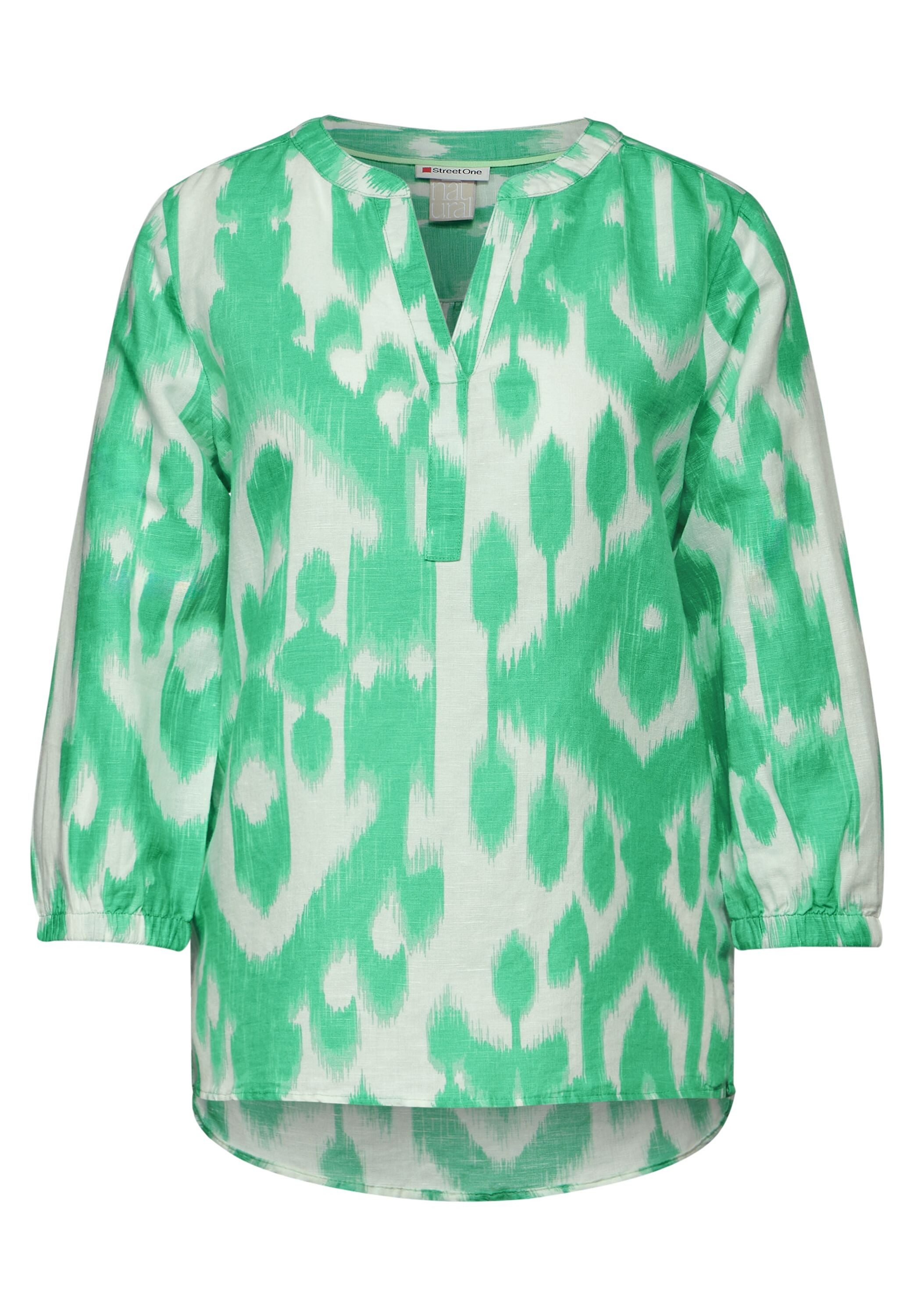STREET ONE Klassische Bluse mit geschlitztem Rundhalsausschnitt