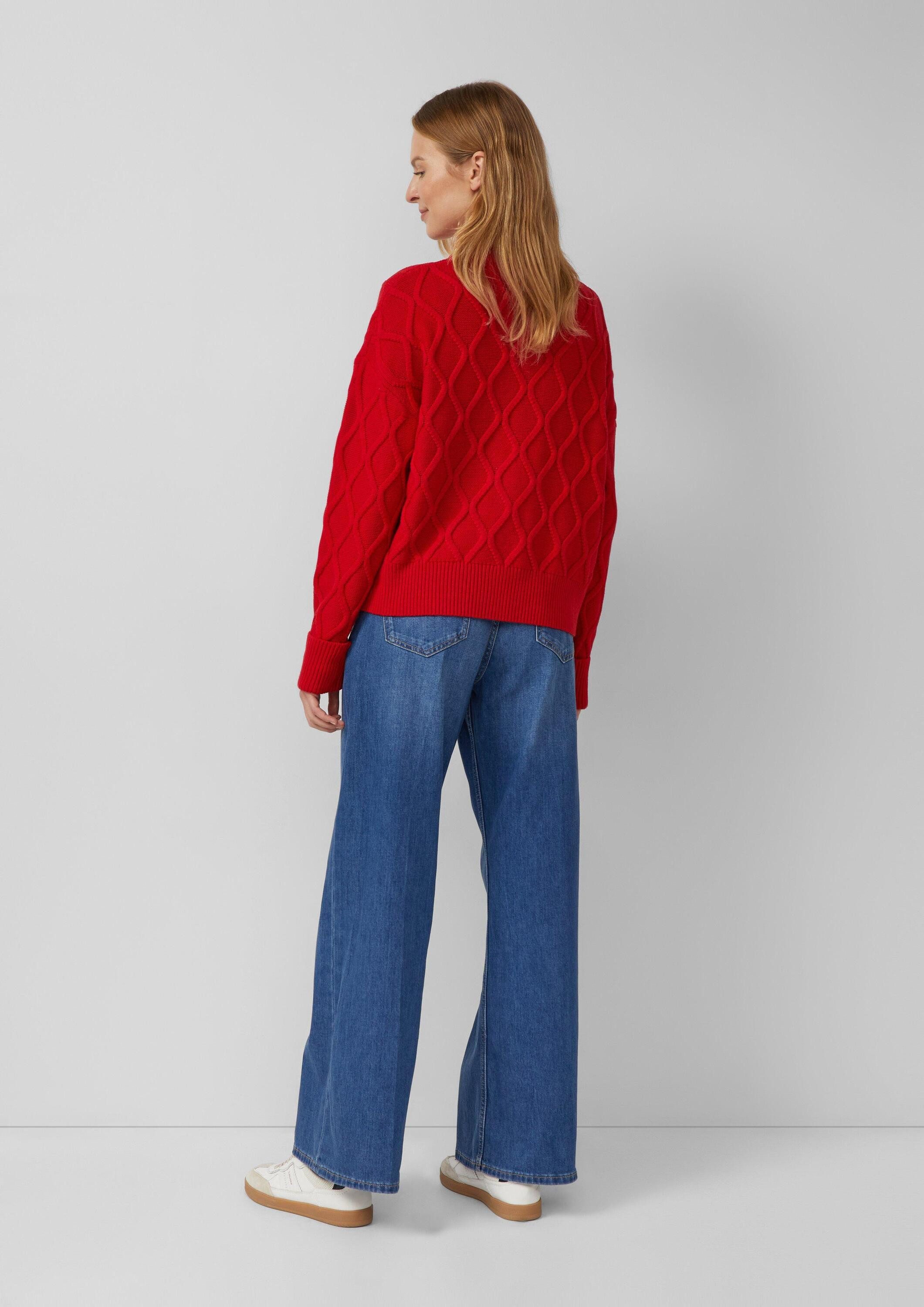 s.Oliver Longpullover Strickpullover Pullover im Relaxed Fit mit Zopfmuster