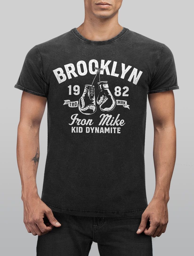 Neverless Print-Shirt Herren Vintage Shirt Boxen Iron Mike Brooklyn Retro Design Printshirt mit Print