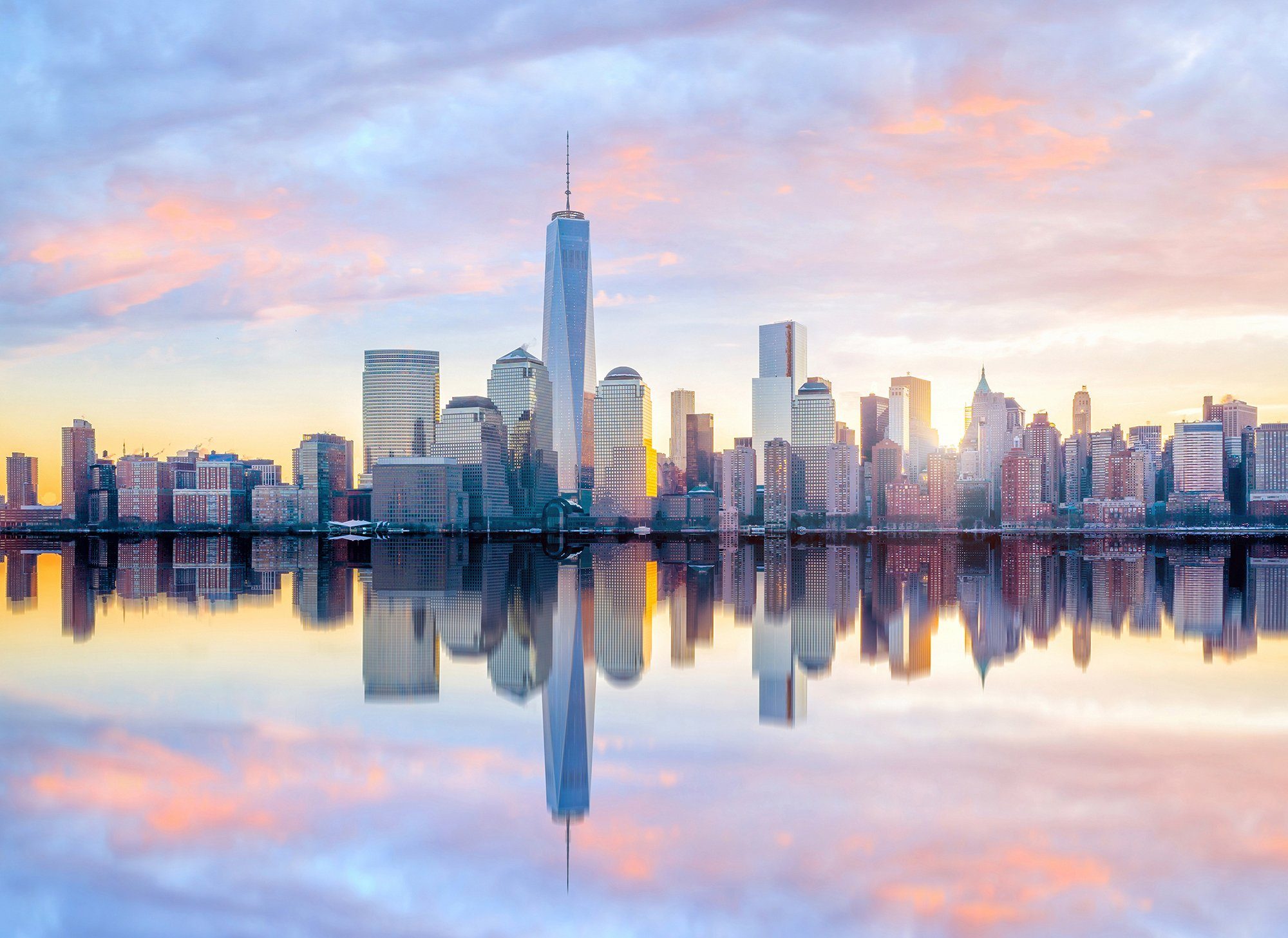 living walls Fototapete Designwalls Skyline New York 1, glatt, (5 St), Vlies, Wand, Schräge, Decke