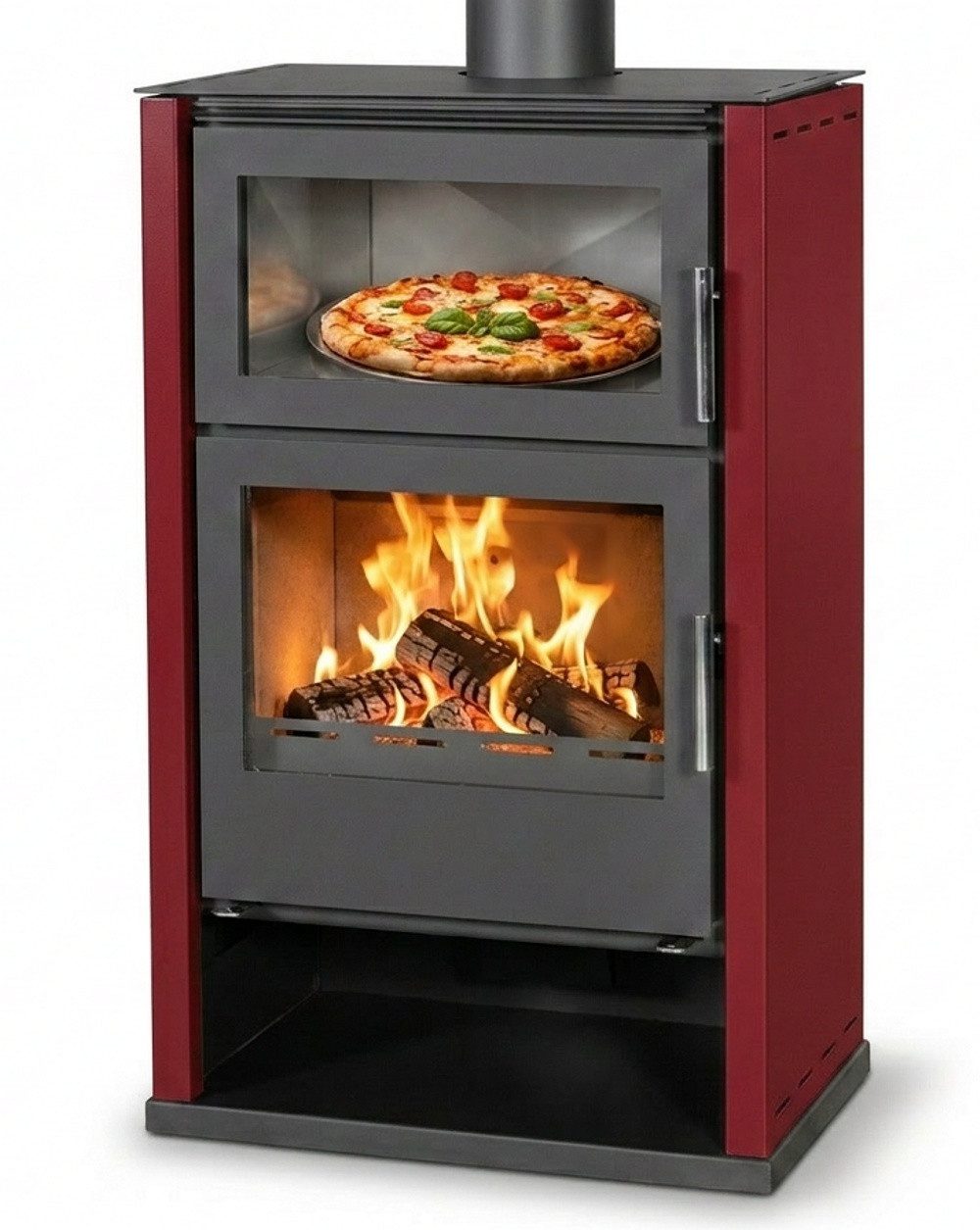 Victoria 05 Kaminofen Modena F Rot mit Backfach + ext. Zuluft - 11,5 kW, 11,5 kW