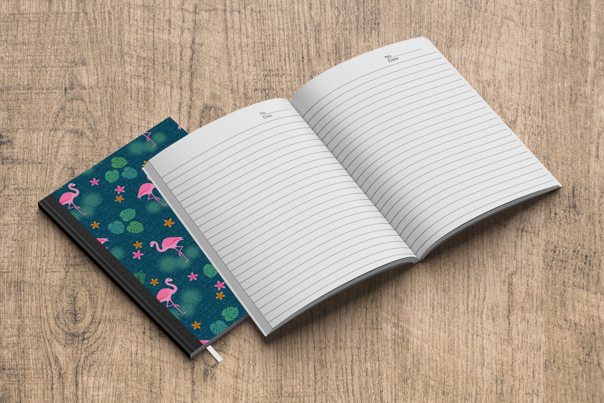 MuchoWow Notizbuch Tagebuch, A5, Journal, Notizheft, Haushaltsbuch Muster, Pflanzen - - Merkzettel, 98 Seiten, Flamingo