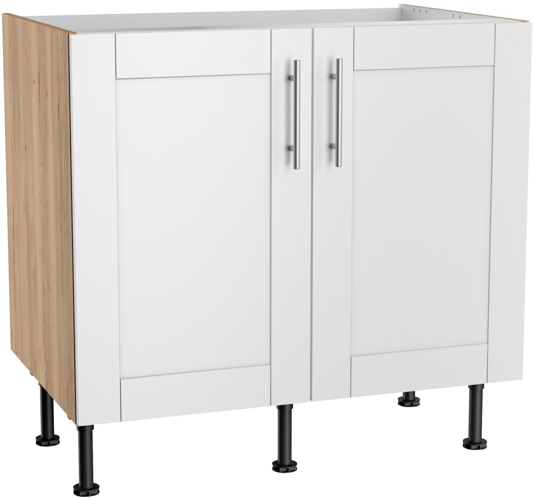 OPTIFIT Spülenschrank Ahus Breite 90 matt/wildeiche Nachbildung cm | wildeiche weiß Nachbildung