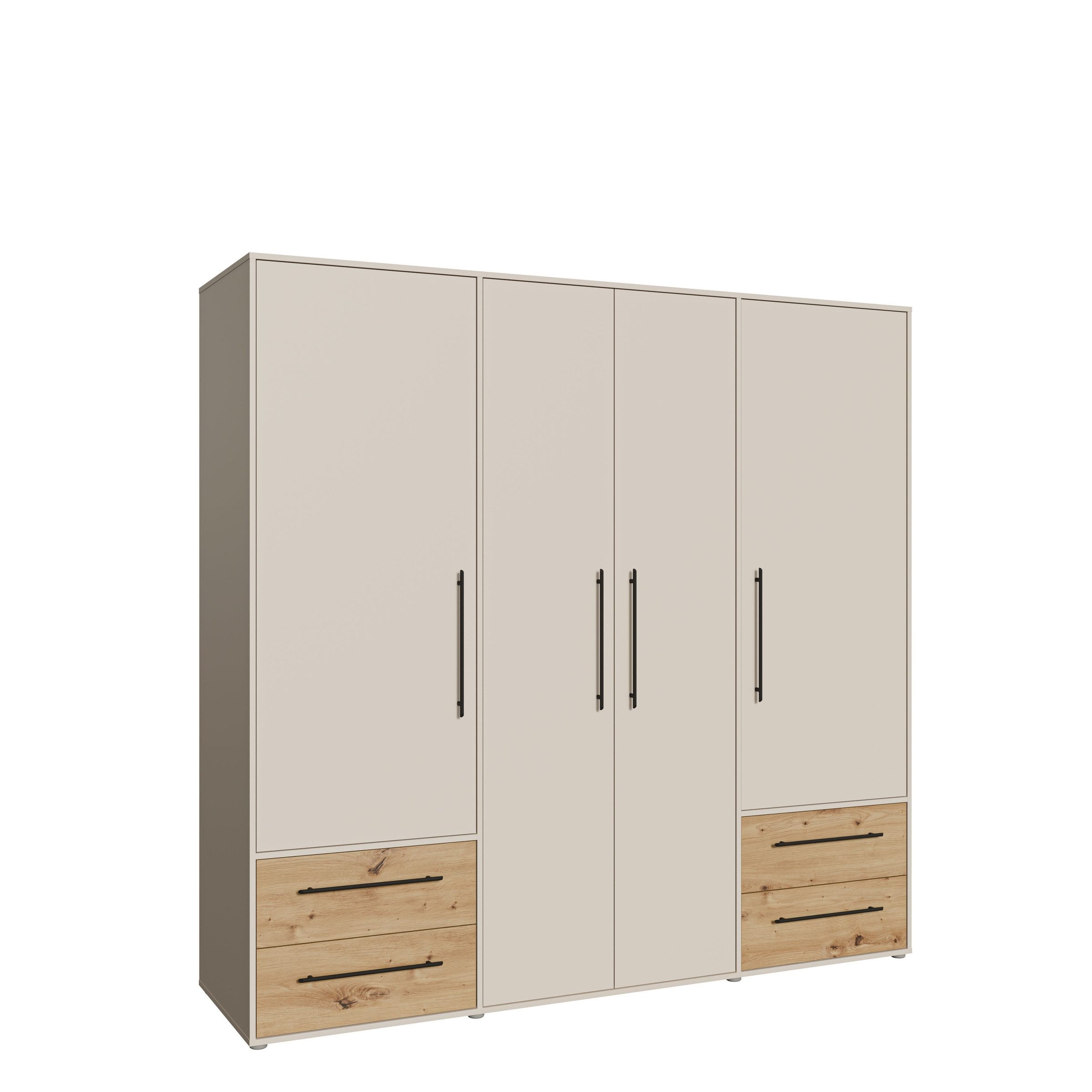 PREISBRECHER Drehtürenschrank MOKKARIS sandfarbig / Artisan Eiche Dekor - 205,9x200,1x58,8cm (BxHxT)