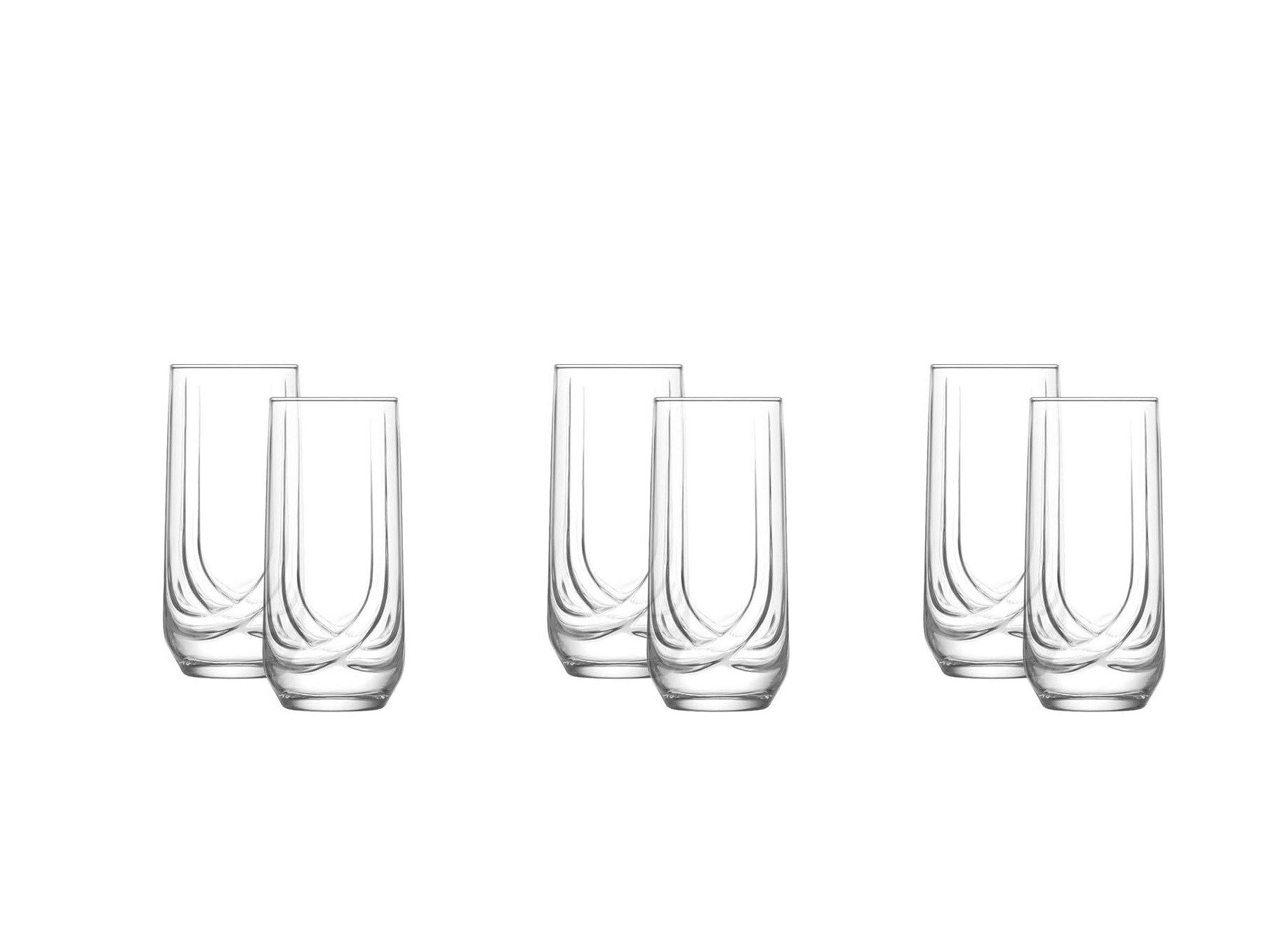 LAV Gläser-Set Elite 6er Set - 330 ml im stilvollen, geschwungenen Design, Glas, 330 ml, 6-teilig