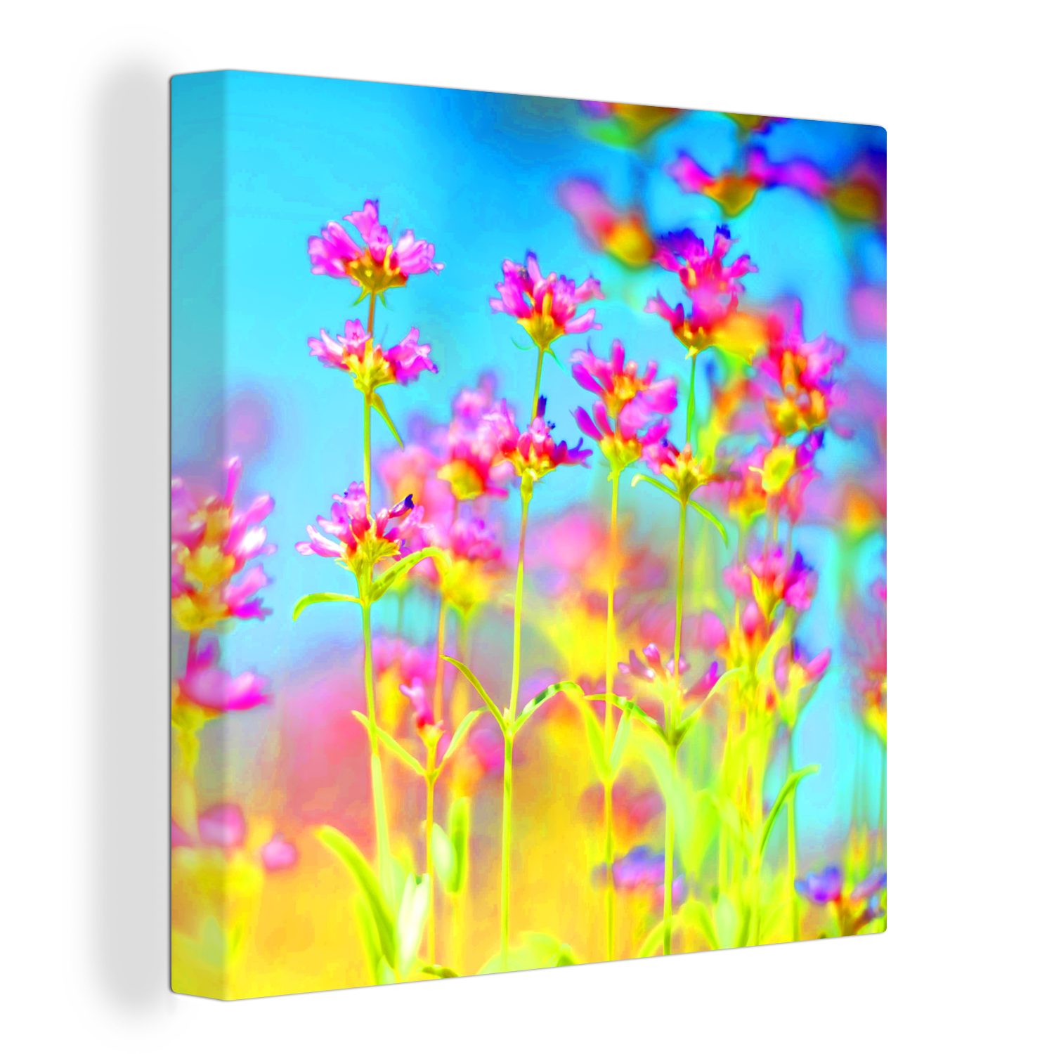OneMillionCanvasses® Leinwandbild Blumen - Kunst - Psychedelisch, (1 St), Leinwand Bilder für Wohnzimmer Schlafzimmer