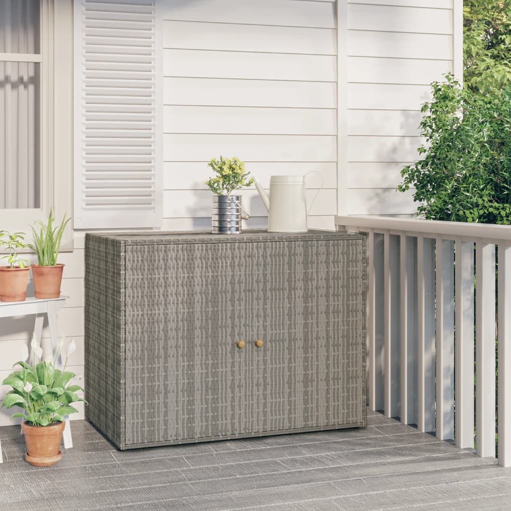 vidaXL Garten-Geräteschrank, Gartenschrank Grau 100x55,5x80 cm Poly Rattan