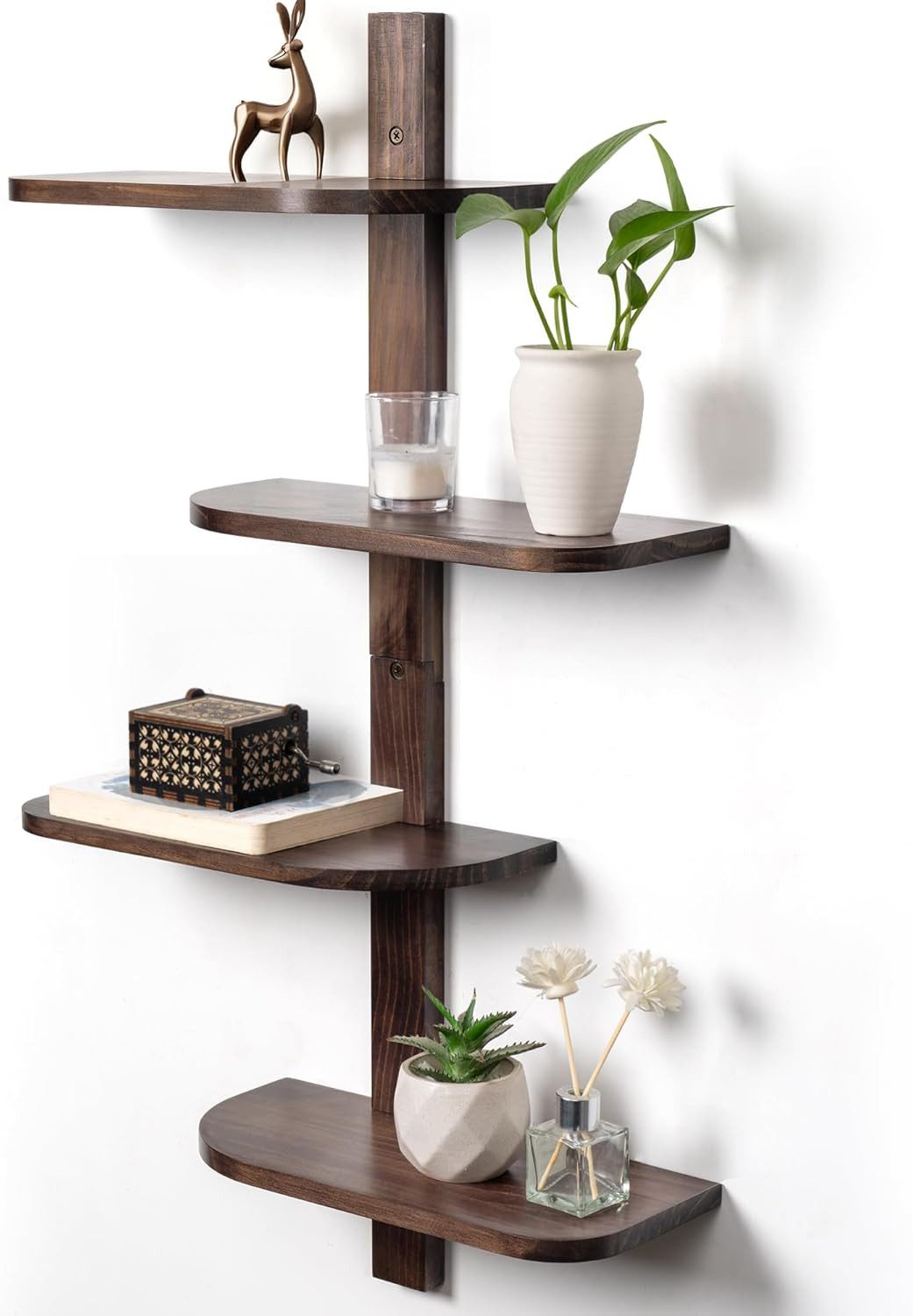 Holz Lichter Wandregal Wandregal Holz Vintage, 4 Ebenen – Vertikales Schweb günstig online kaufen
