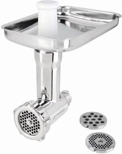 grossag Fleischwolfaufsatz KFW601 1392 Set: Direktanschluss für SMEG-Küchenmaschinen, Zubehör für alle SMEG-Küchenmaschinen, mit Wurstfüll-/und Spritzgebäck-Vorsatz