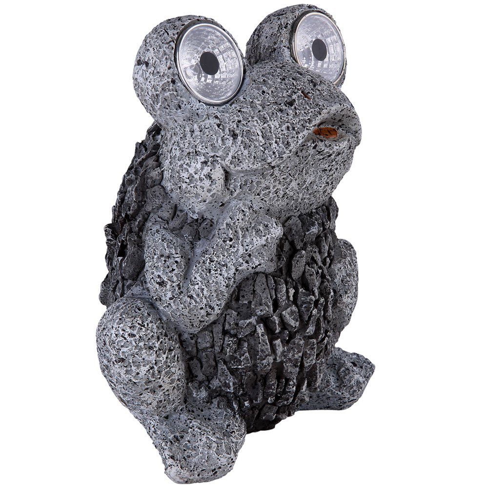 GLOBO LIGHTING LED Solarleuchte, LED-Leuchtmittel fest verbaut, Solarleuchte Frosch grau Solar Figur Frosch Außenlampe Steinoptik-