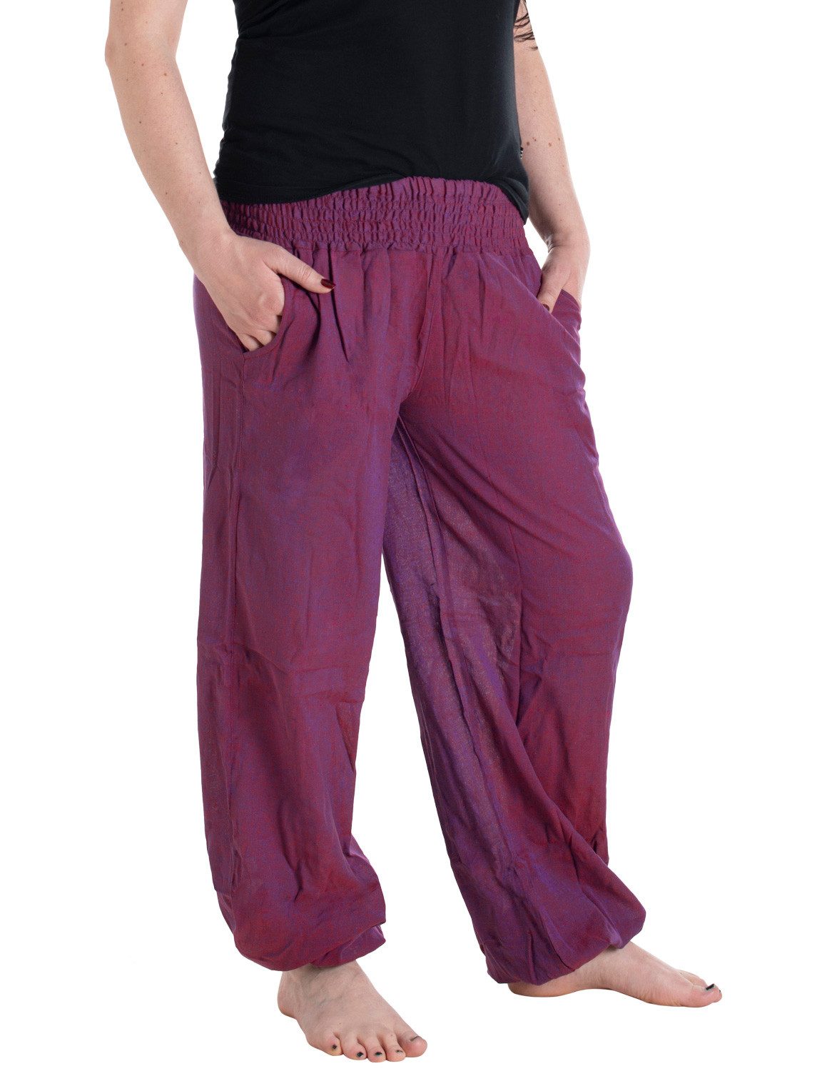 Vishes Haremshose Lange Sommerhose Schlupfhose Einheitsgröße ohne Taschen Hippie, Baggyhose, Yogahose