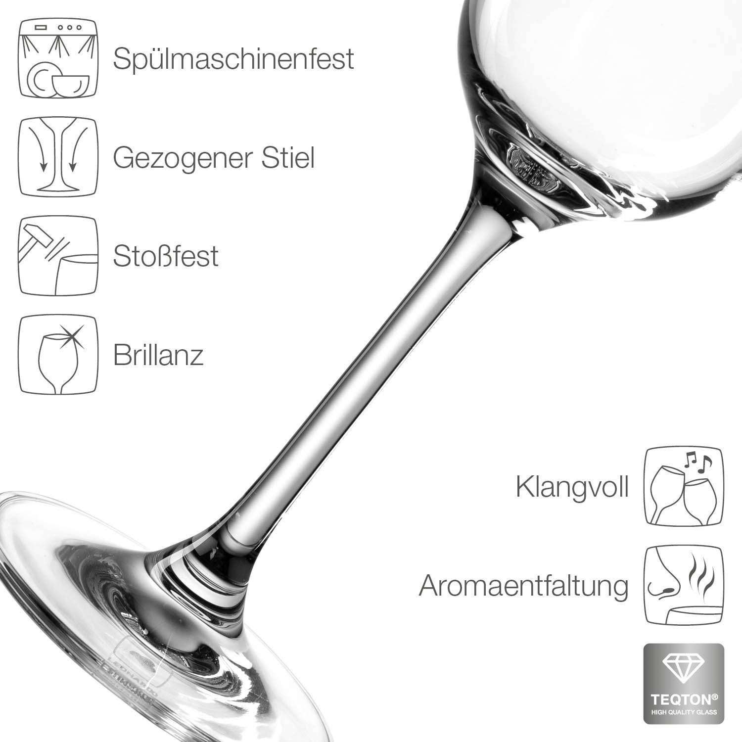 LEONARDO Sektglas TIVOLI, 6-tlg., Kristallglas, 210 ml, 6-teilig