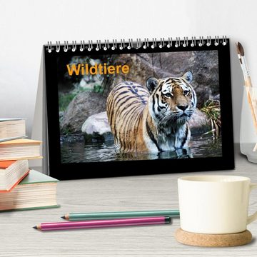 CALVENDO Wandkalender Wildtiere (Tischkalender 2024 DIN A5 quer), CALVENDO Monatskalender