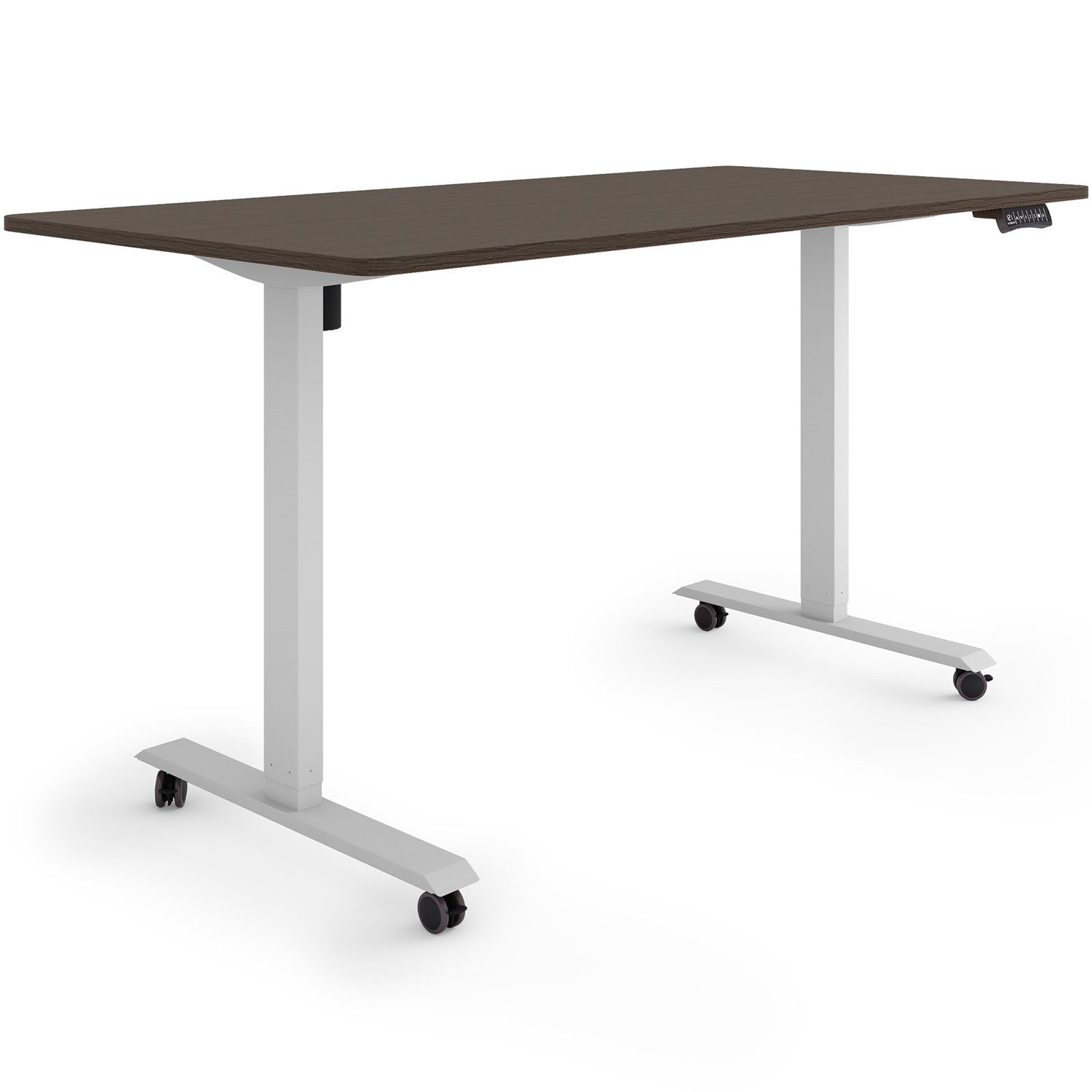 Grau Rahmen: ETX-121 cm Germany, 80 x 160 höhenverstellbarer Schreibtisch Tischplatte: Elektrisch Schreibtisch ESMART ESMART Ebenholz Rollen auf /