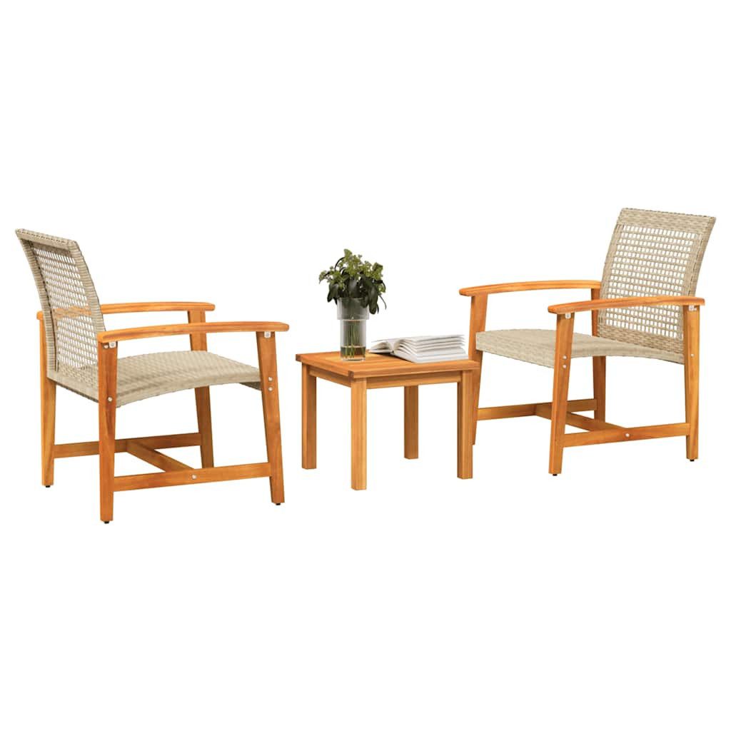 vidaXL Sofaelement 3-tlg. Bistro-Set Beige Poly Rattan und nholz (1 St)