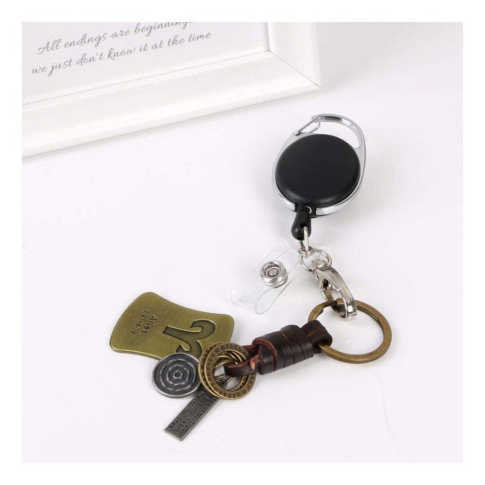 mit und Karte TUABUR Ausweishalter (3-tlg) 2-in-1-Ausweis Schlüssel, Schlüsselring, Schlüsselanhänger