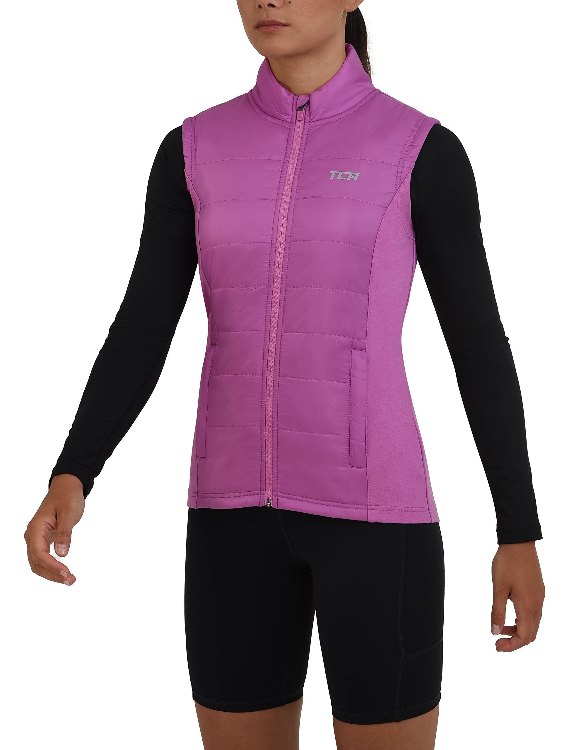 TCA Kurzjacke TCA Damen Excel Runner Laufweste mit Reißverschlusstaschen - Rosa