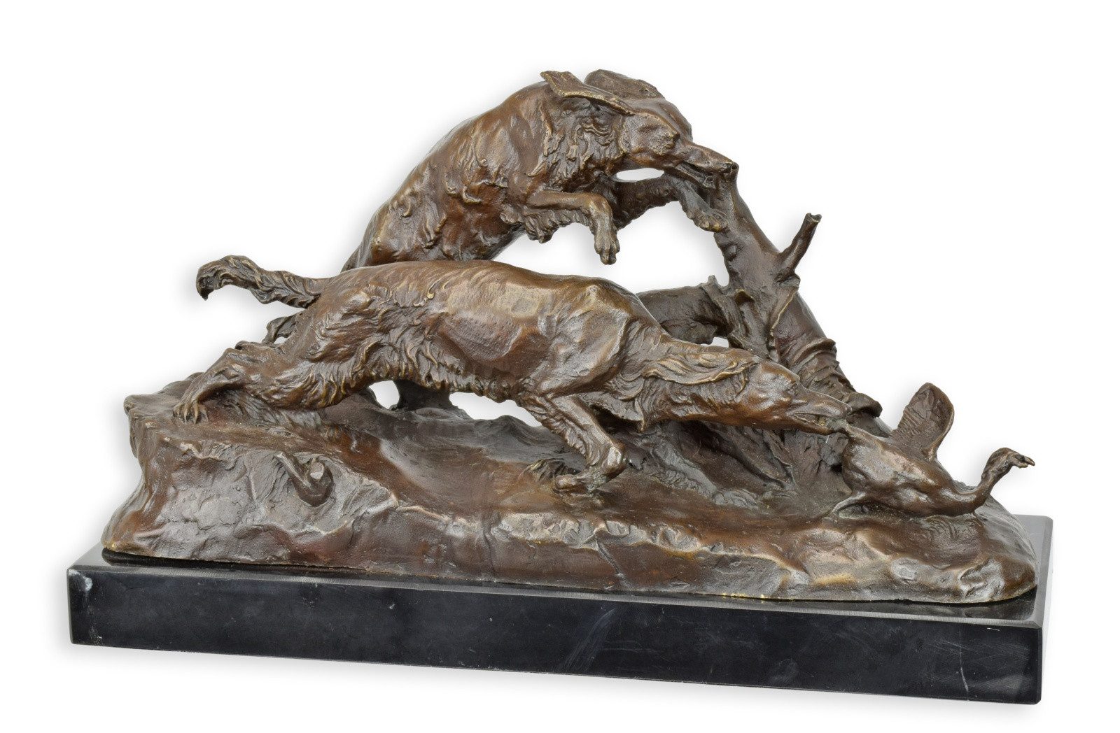Aubaho Dekoobjekt Eine Bronzeskulptur einer Entenjagd Replikat Retro Design Аксессуары для дома