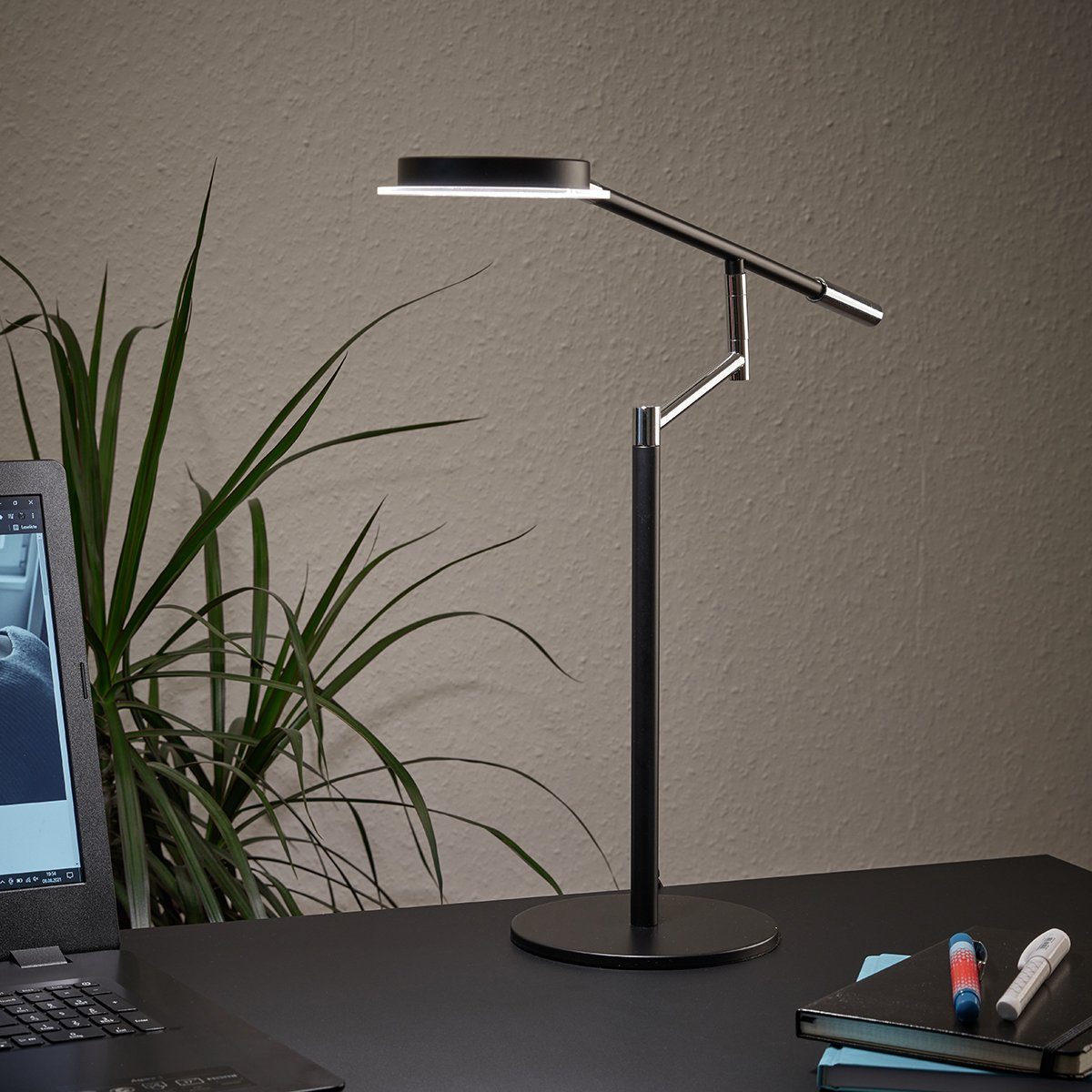 MeLiTec LED Schreibtischlampe Office Leuchte T93-2, LED fest integriert, warmweiß, 50.000 Schaltzyklen möglich