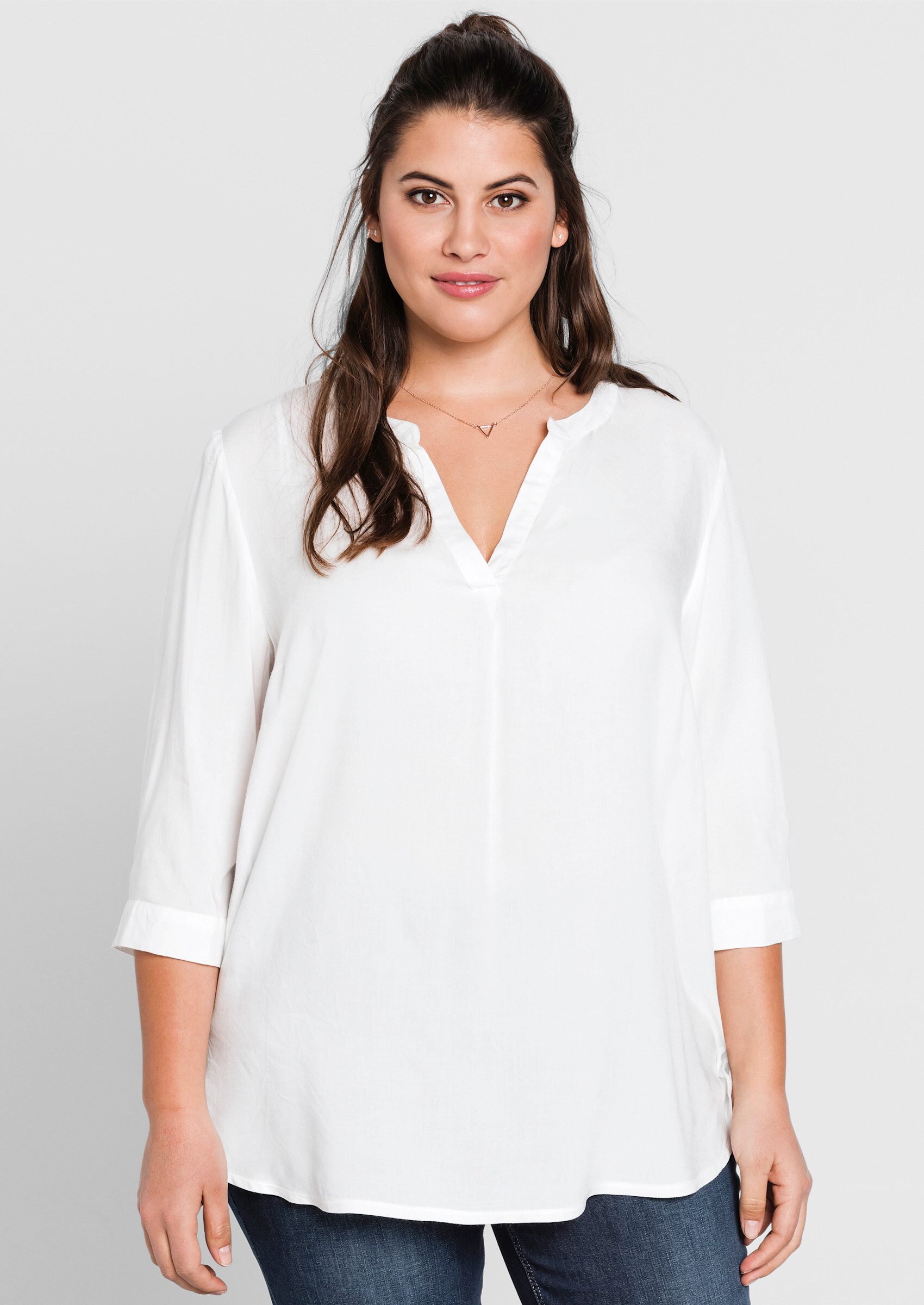 Sheego Klassische Bluse Tunika 3/4-Arm günstig online kaufen