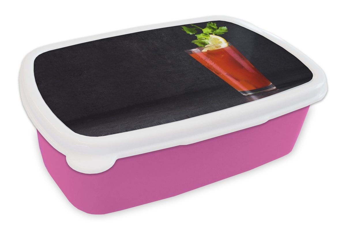 Glas Lunchbox Brotbox Snackbox, - Mary Rot, MuchoWow (2-tlg), - für Kinder, Mädchen, - Getränk Kunststoff, Erwachsene, rosa Bloody Brotdose Kunststoff