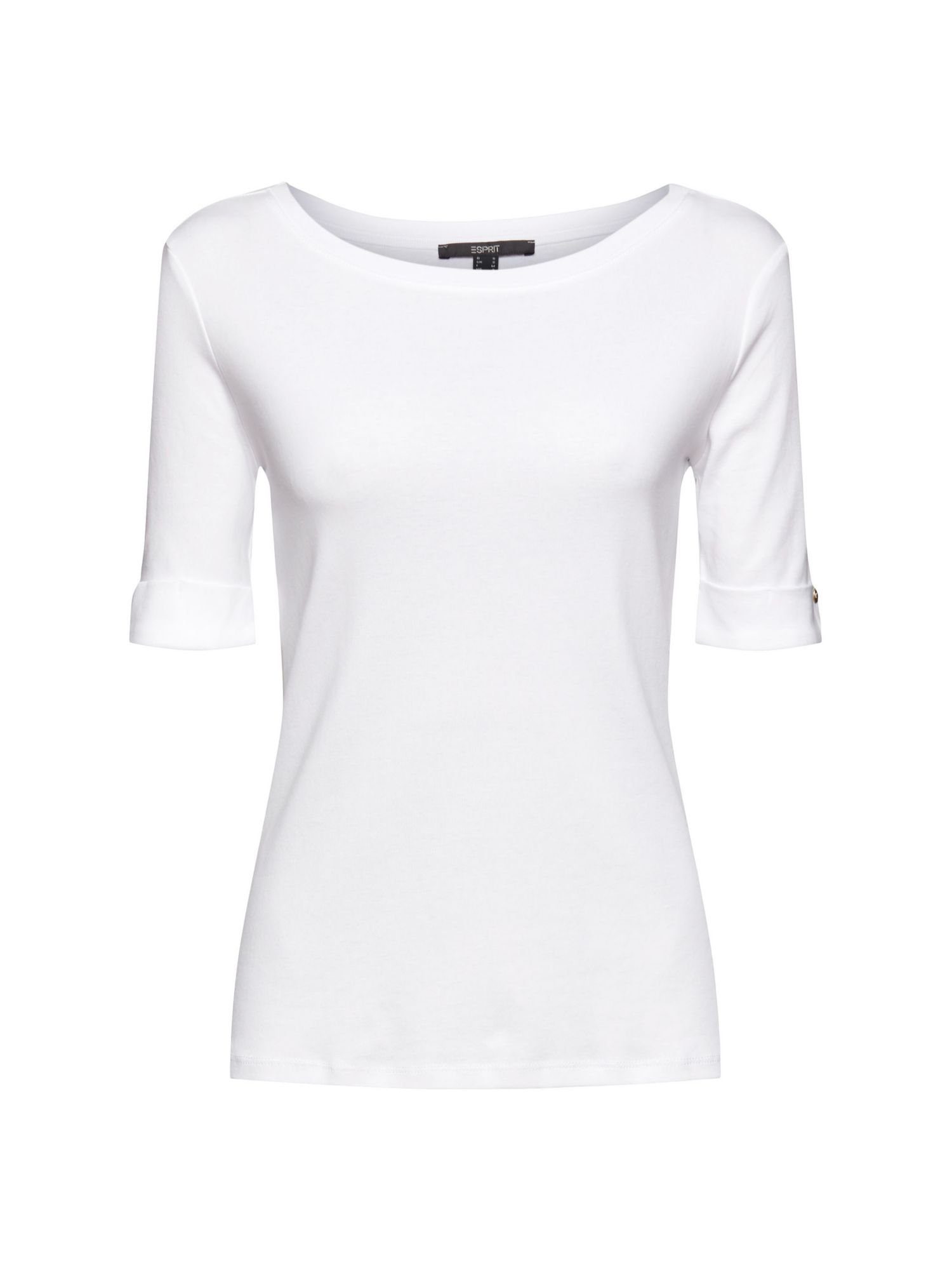 Esprit Collection T-Shirt T-Shirt aus Bio-Baumwolle mit umgeschlagenem Ärmel (1-tlg) WHITE