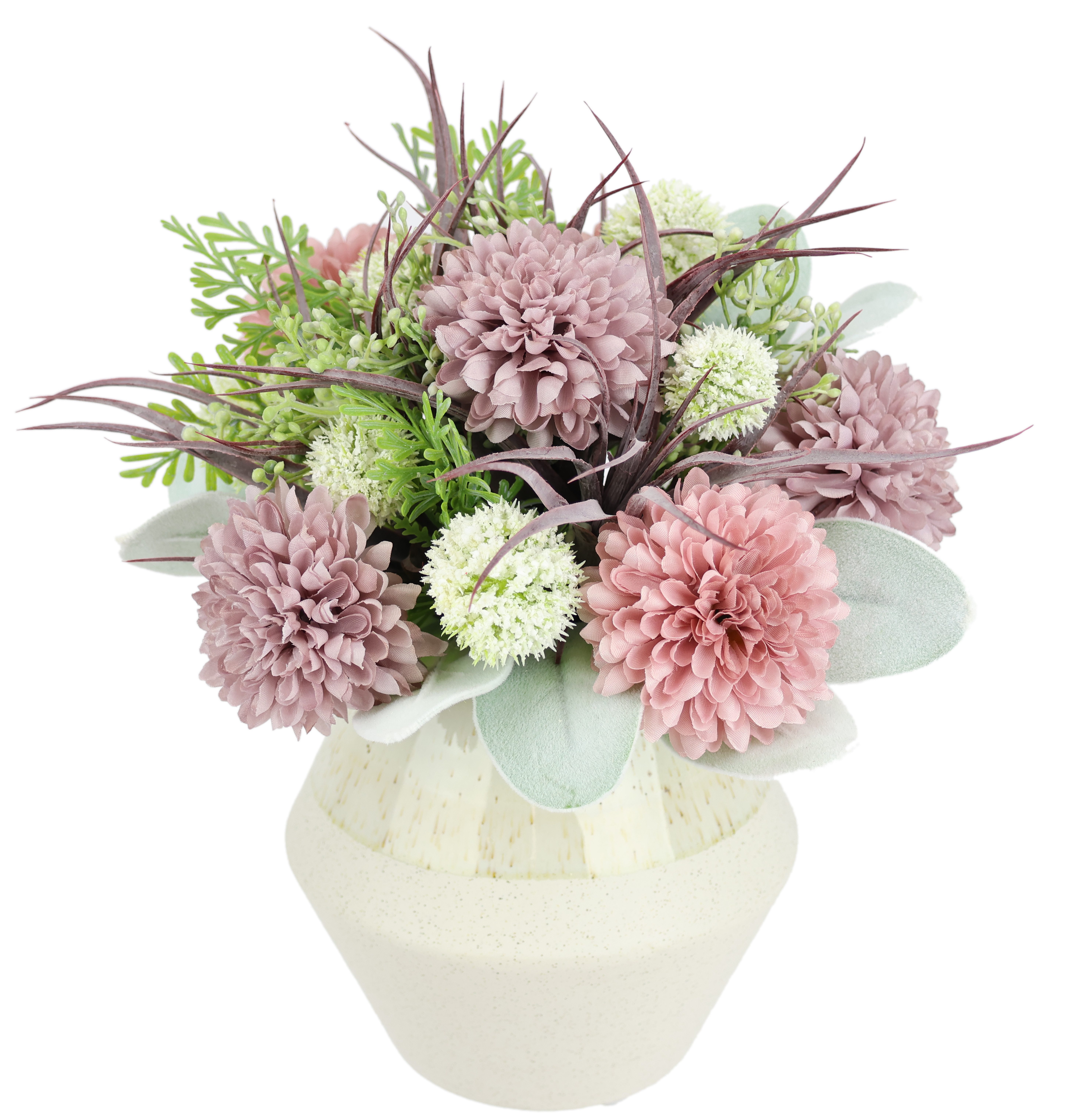 Kunstblume Gesteck aus Dahlien und Allium, I.GE.A., Höhe 21 cm