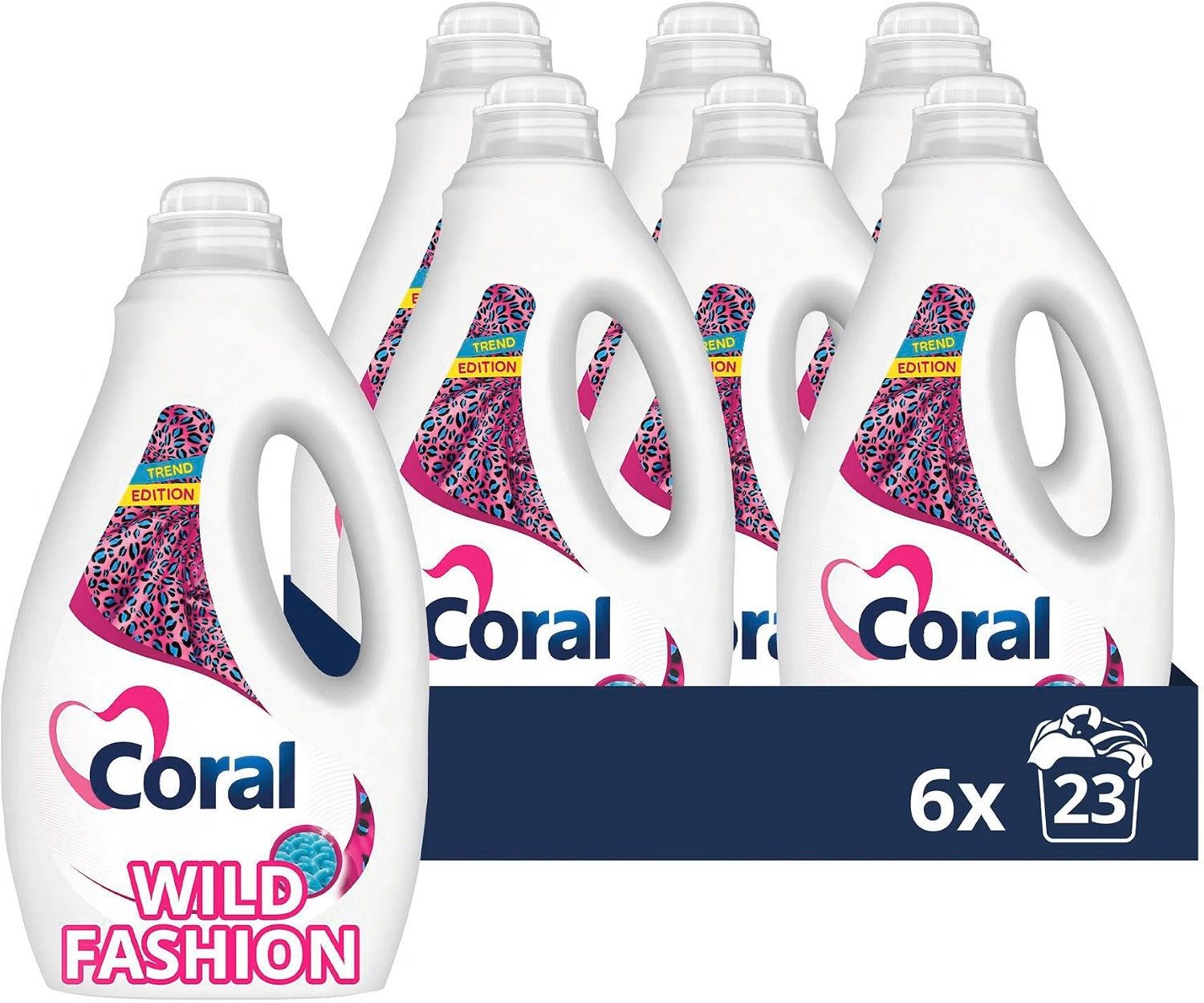 Coral 6x Coral Farbschutz Wild Fashion für bunte Muster Waschmittel 23 WL Colorwaschmittel (6-St. für gemusterte Textilien, saubere Farben und Muster)
