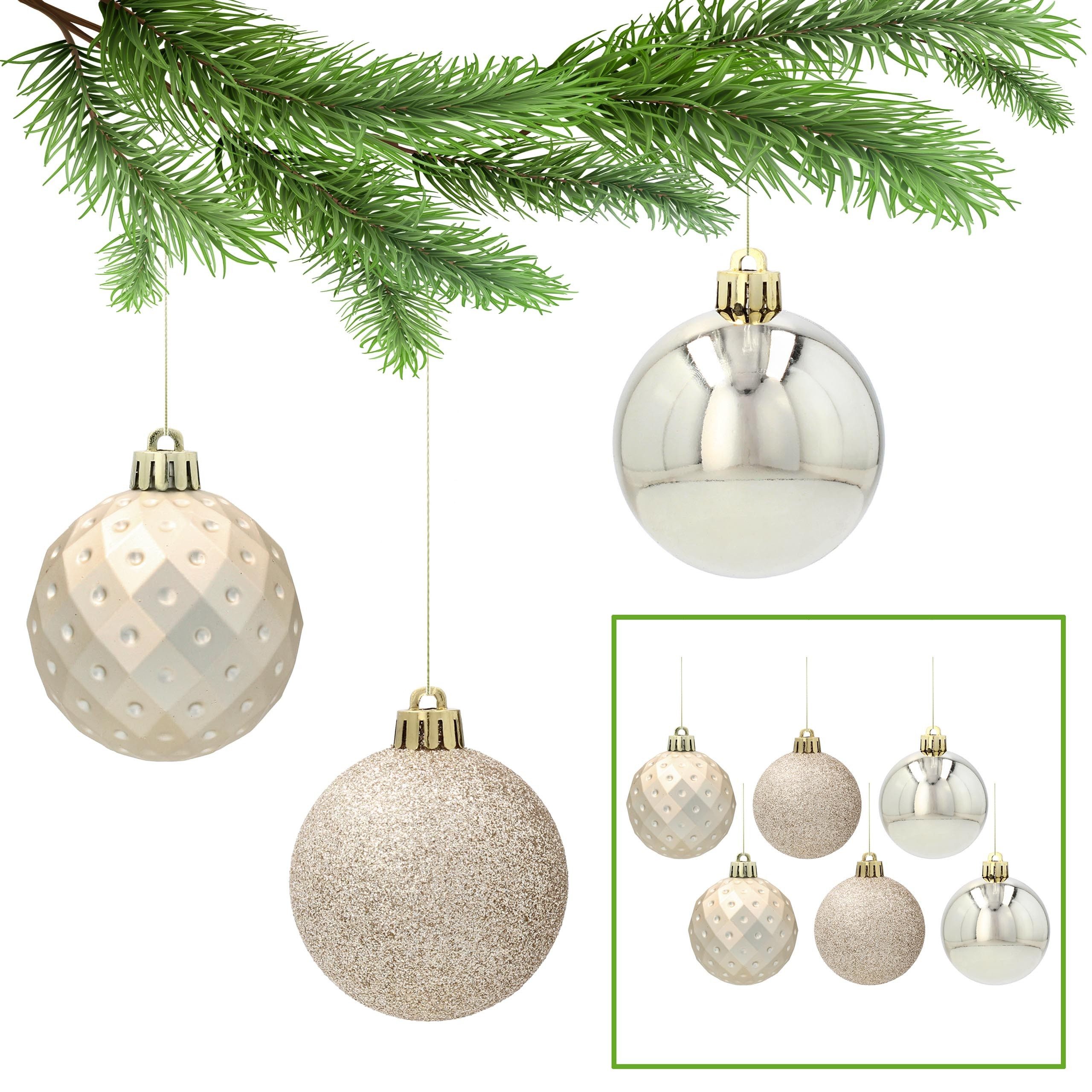 Weihnachtsbaumkugel Goldene Christbaumkugeln, Kugelset, Christbaumschmuck 6cm, 6 Stück