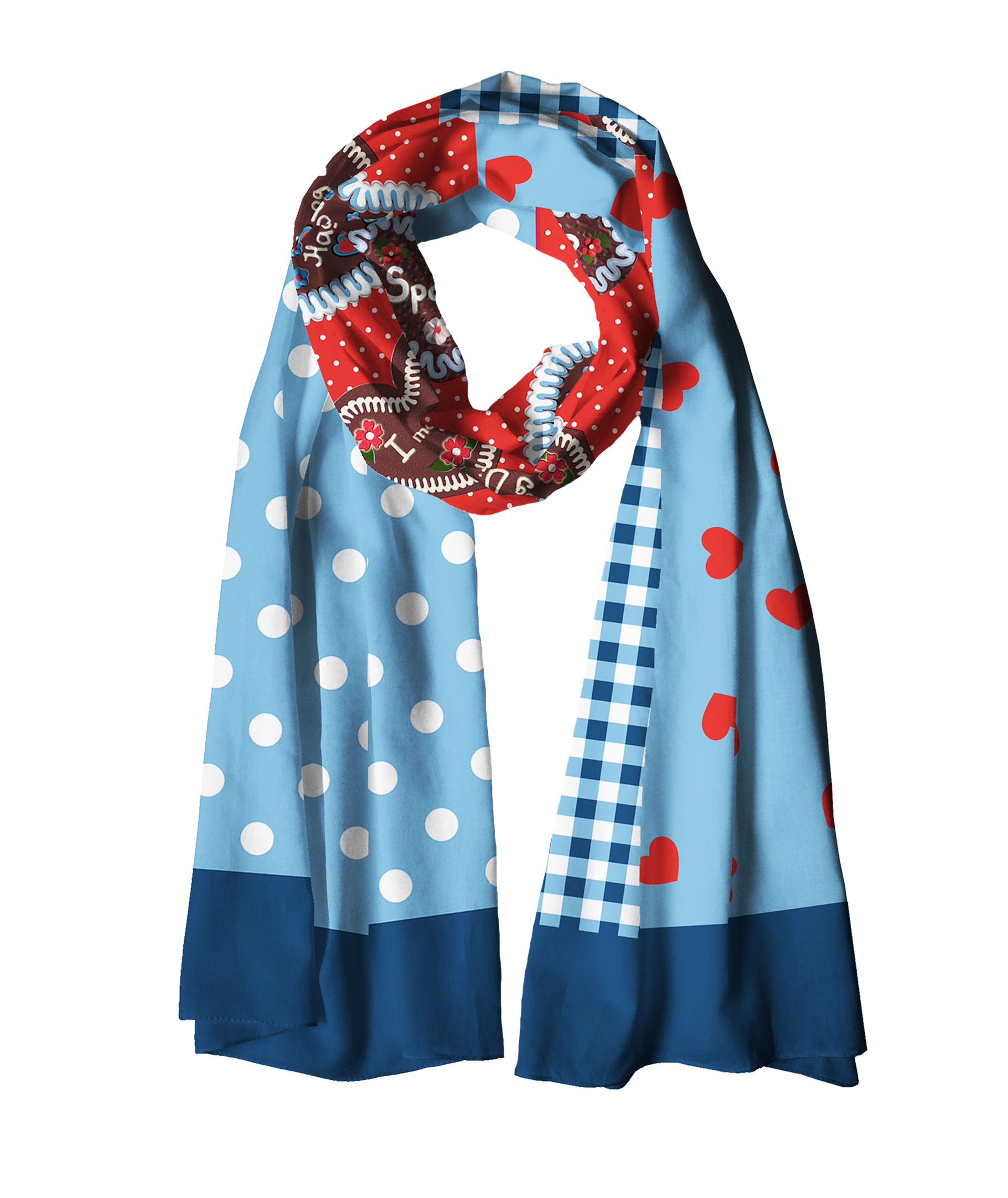 halsüberkopf Accessoires Modeschal Oktoberfest Herzilein, mit Lebkuchenherz-Motiven
