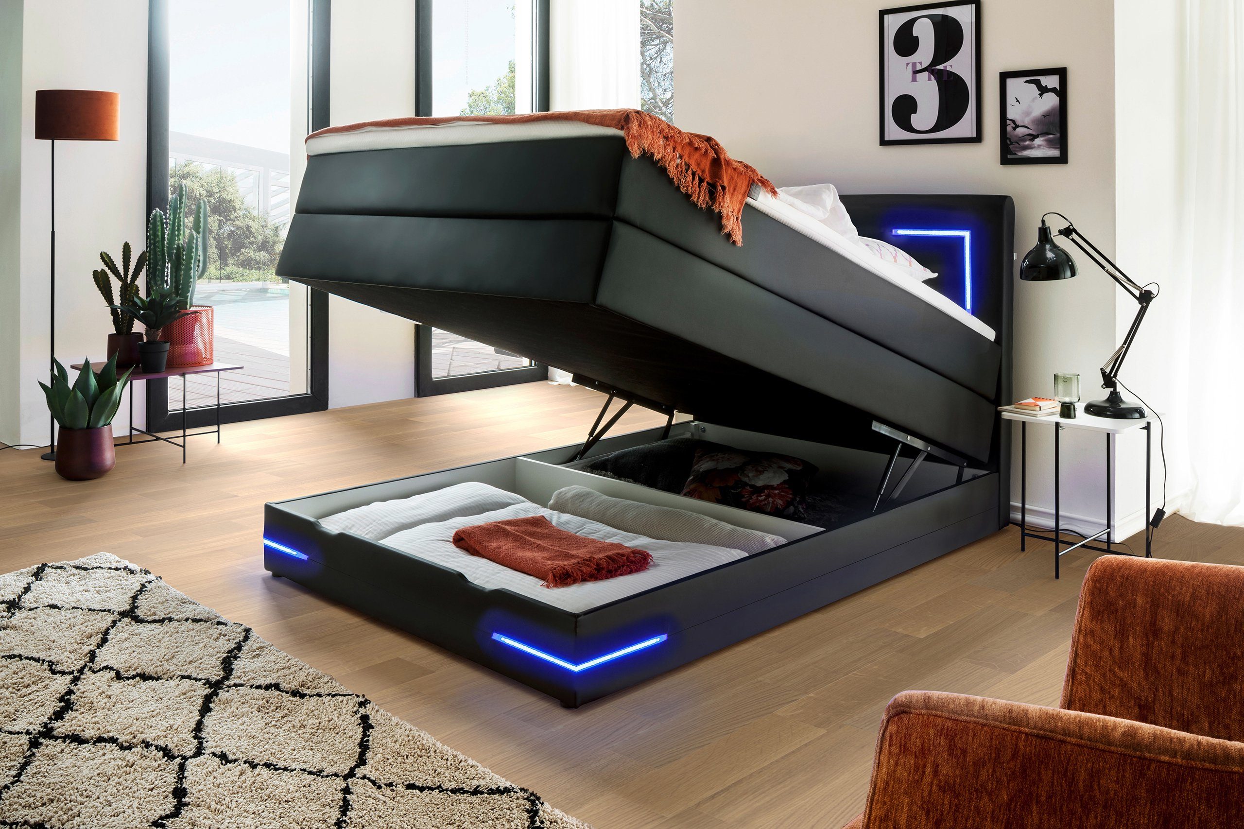 wonello Boxspringbett Lights 2.0, mit LED günstig online kaufen