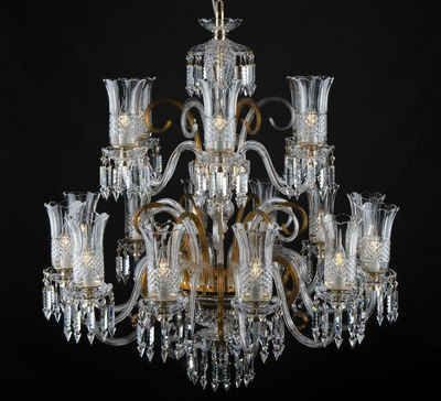 JVmoebel Kronleuchter Königlicher Palast Bohemia Kronleuchter Lampe Leuchten 18x Lampen, Transparent-Amber
