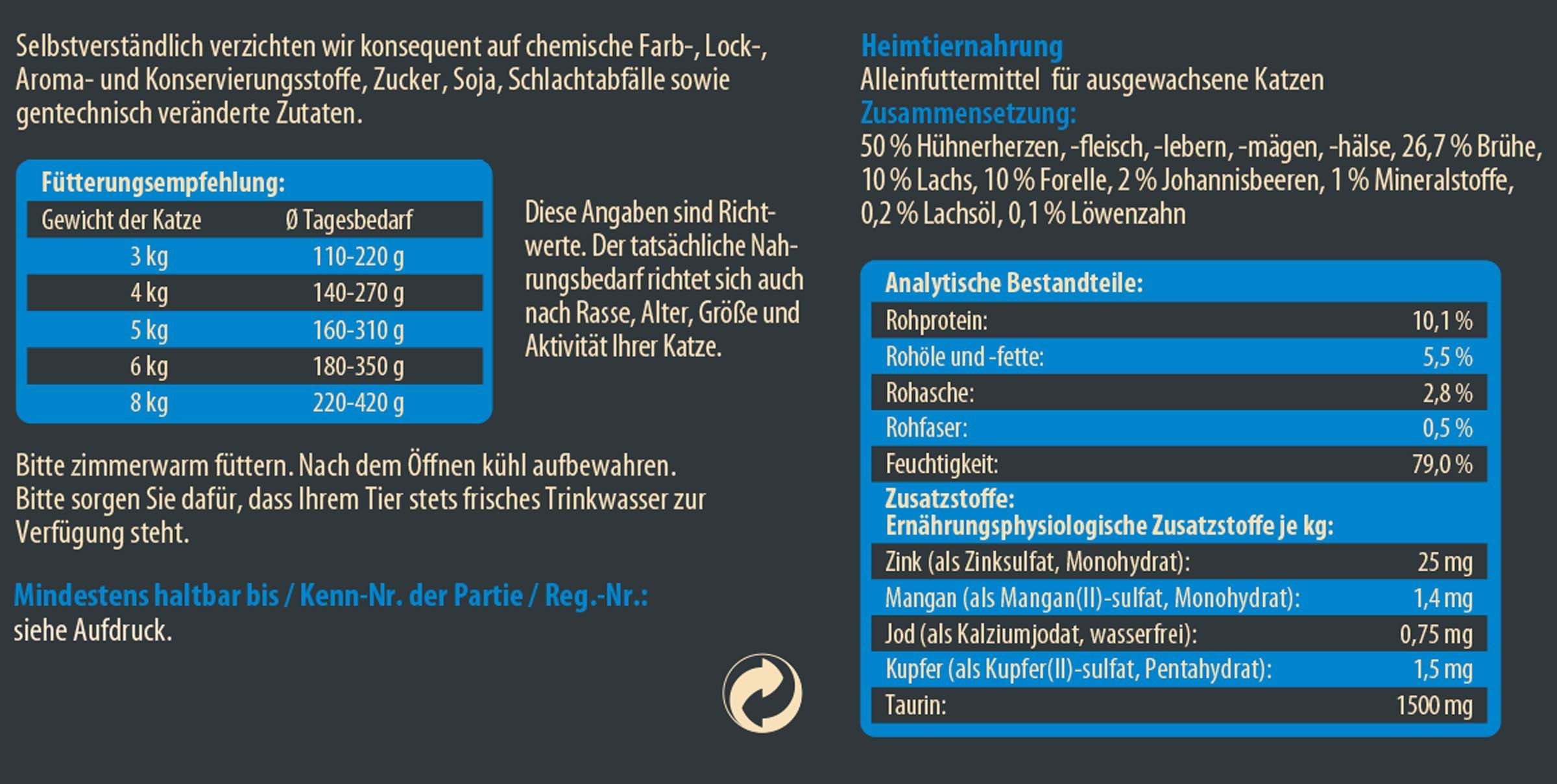 Dehner Wild Nature Gebirgssee Adult Lachs / Forelle, 6 x 200 / 400 g Dose Lachs, Nassfutter für: Katze, Nassfutter für ausgewachsene Katzen, glutenfrei
