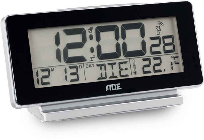 ADE Funkwecker »CK 1703« digitaler Funk-Wecker/-Uhr mit Temperatur- und Wochentag-Anzeige und blauer Display-Beleuchtung, optimal als Tischuhr