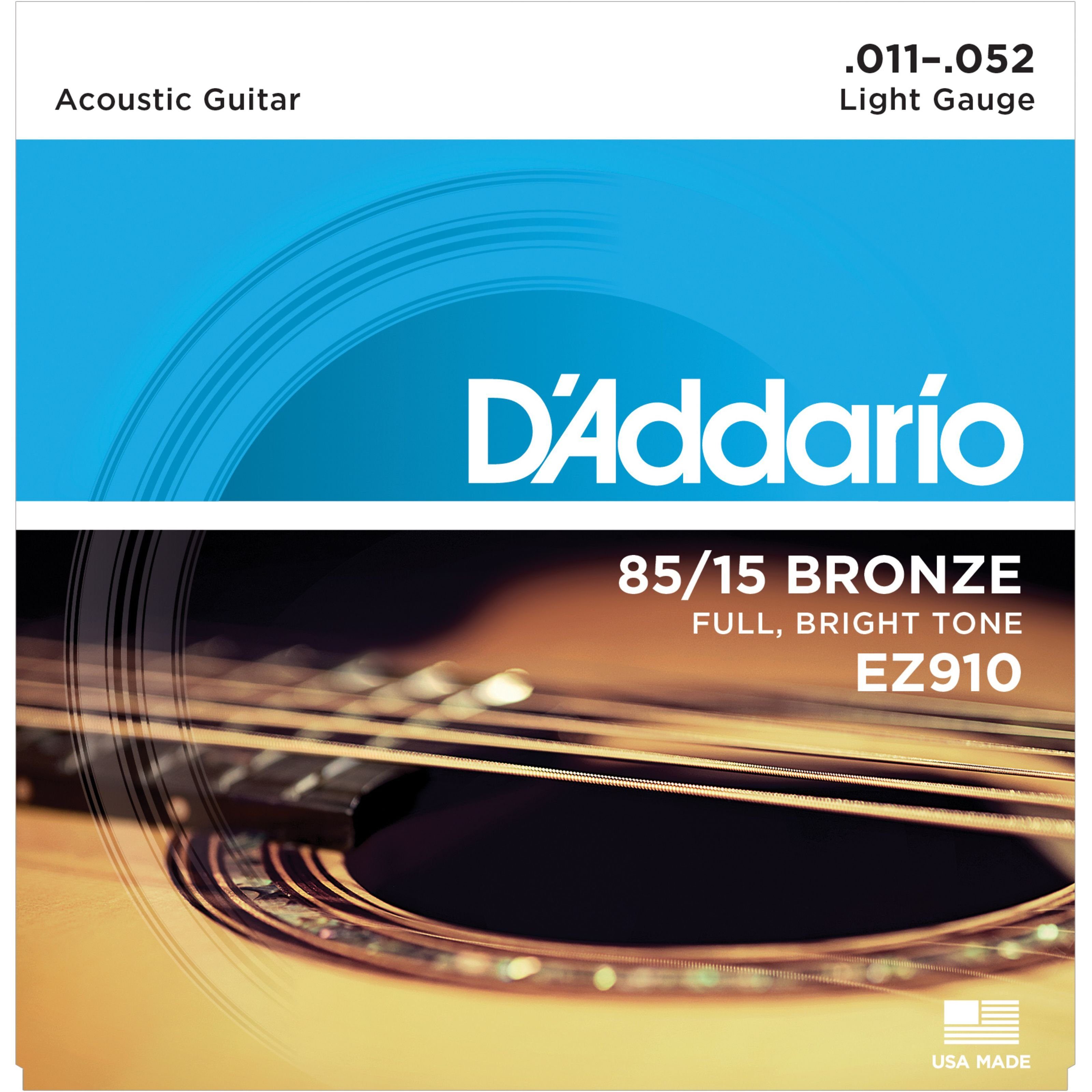 Daddario A-Git.Saiten Westerngitarrensaiten Spielzeug-Musikinstrument, 85/15 Bronze - EZ910 11-52