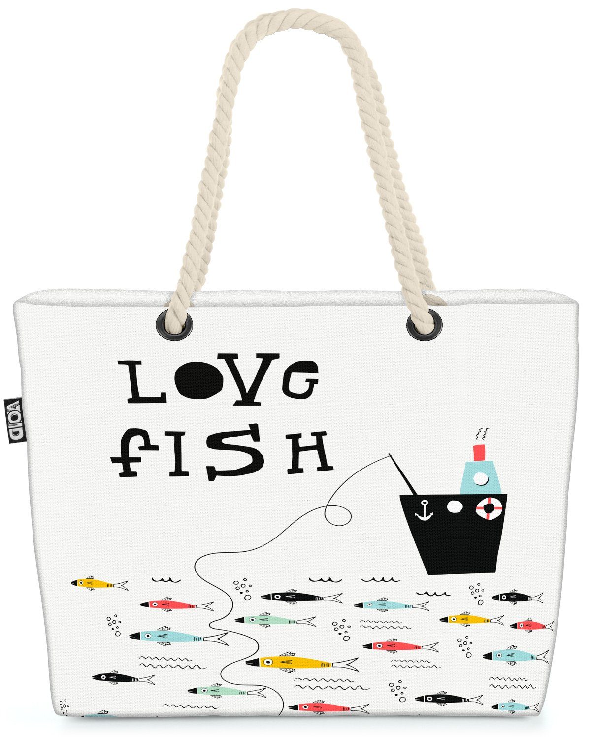 VOID Strandtasche (1-tlg), Love Angeln Fische Meer Angeln Fische Meer Skandinavisches Design Sch