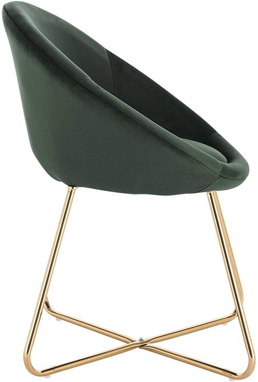 St), Esszimmer goldene Stuhl, Metallbeine Polsterstuhl Woltu Dunkelgrün (1