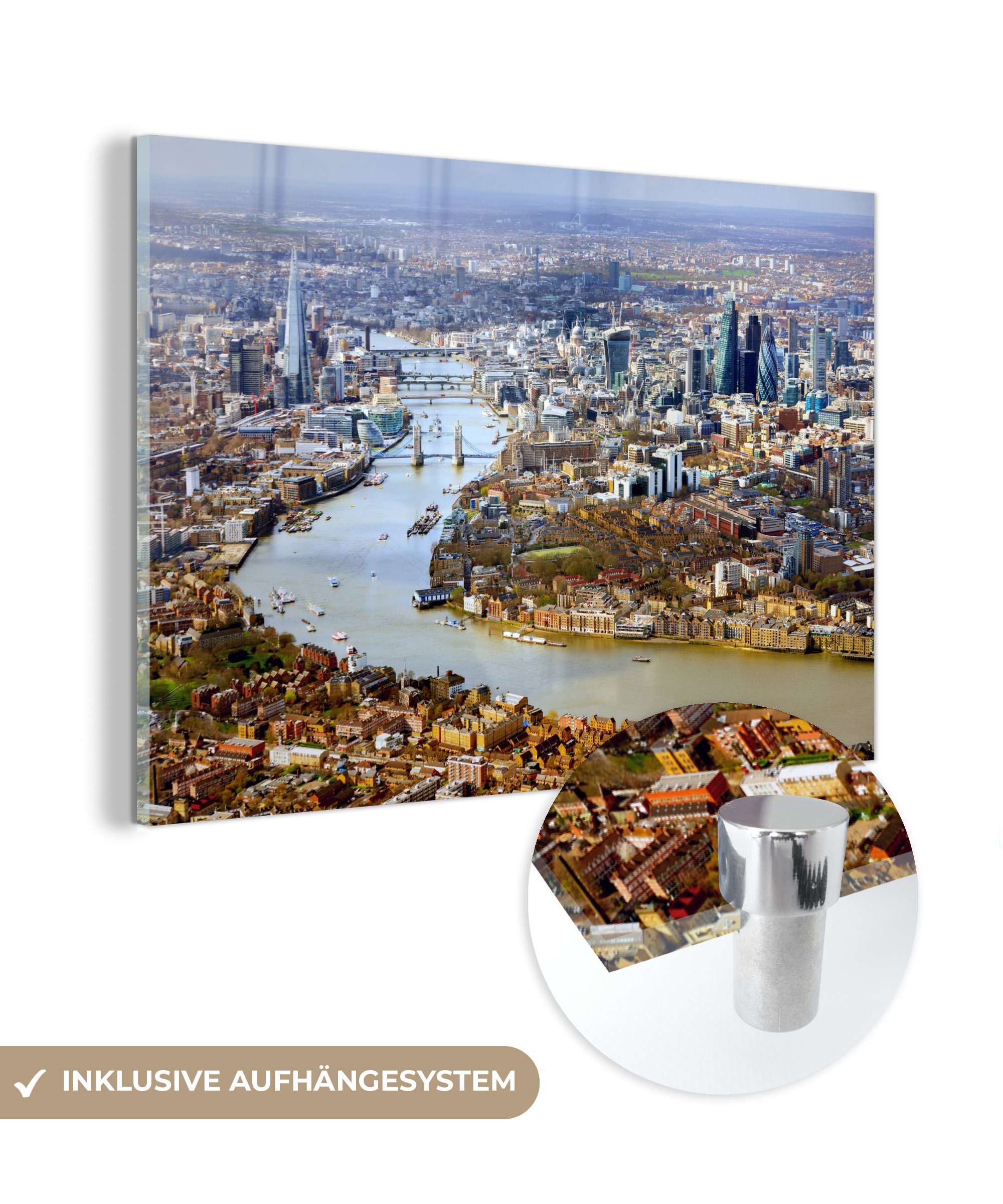 MuchoWow Acrylglasbild Themse - London - Architektur, (1 St), Acrylglasbilder Wohnzimmer & Schlafzimmer
