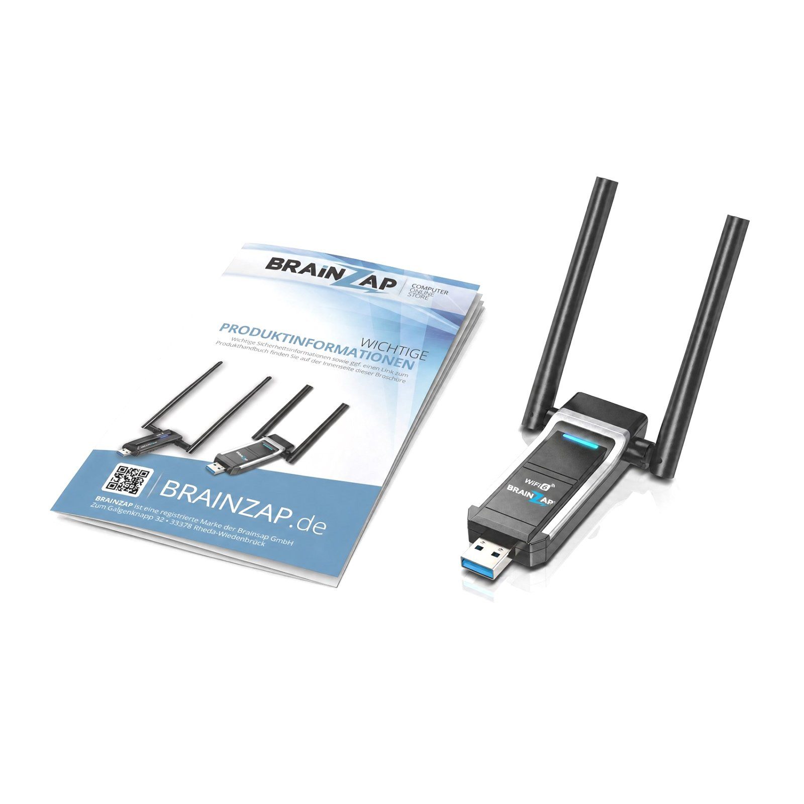 BRAINZAP WLAN-Adapter WiFi 6 (802.11ax) AX1800 USB 3.0 WLAN-Stick, WiFi 6 (802.11ax)