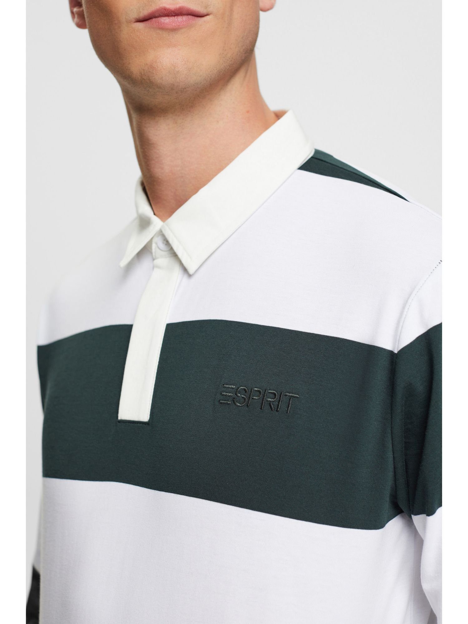 mit GREEN Streifen Langarm-Poloshirt Esprit DARK TEAL Langarmshirt (1-tlg)