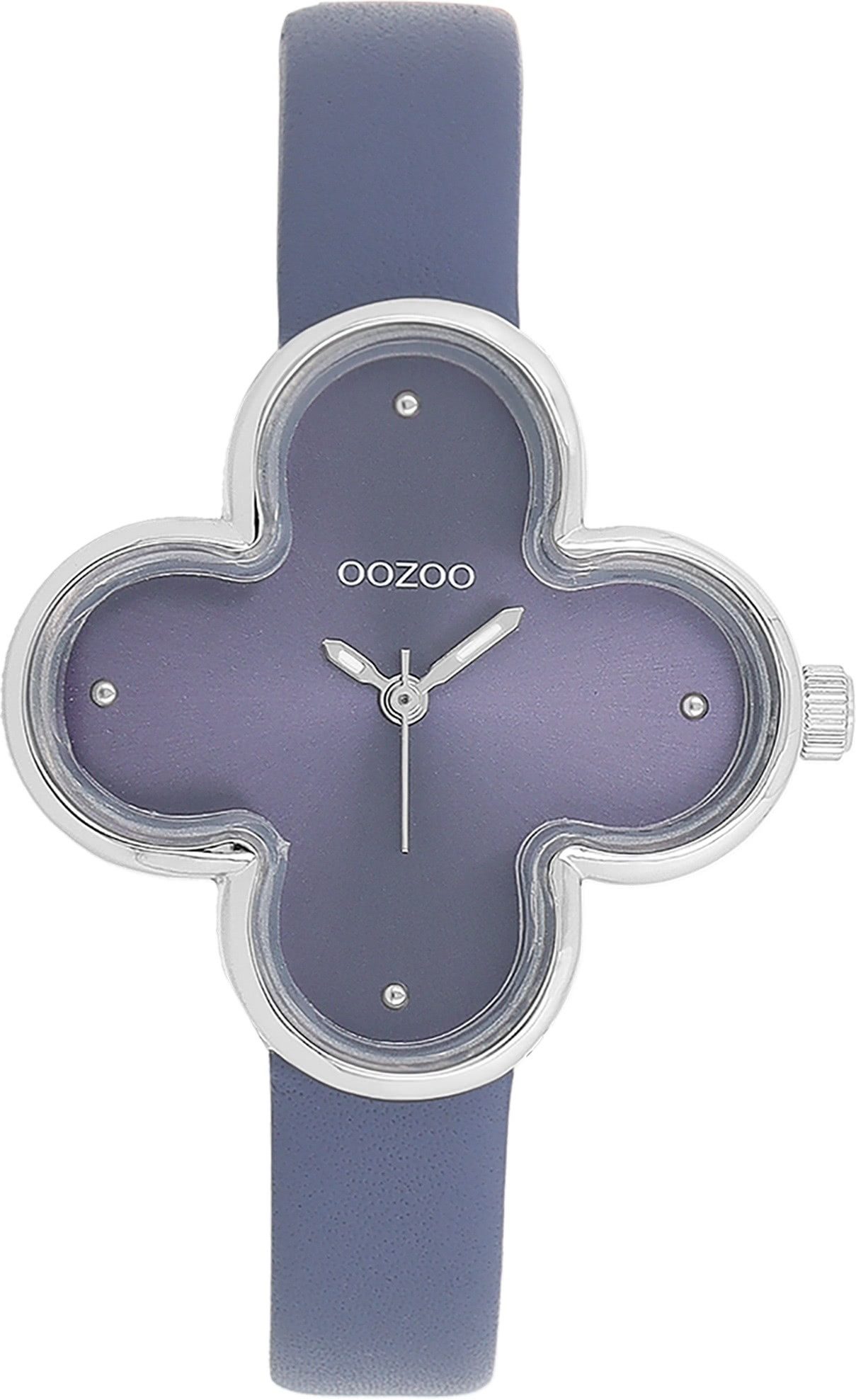 OOZOO Quarzuhr Oozoo Damen Armbanduhr Timepieces Analog, (Analoguhr), Damenuhr kleeform, extra groß (ca 32x32mm) Lederarmband, Fashion-Style