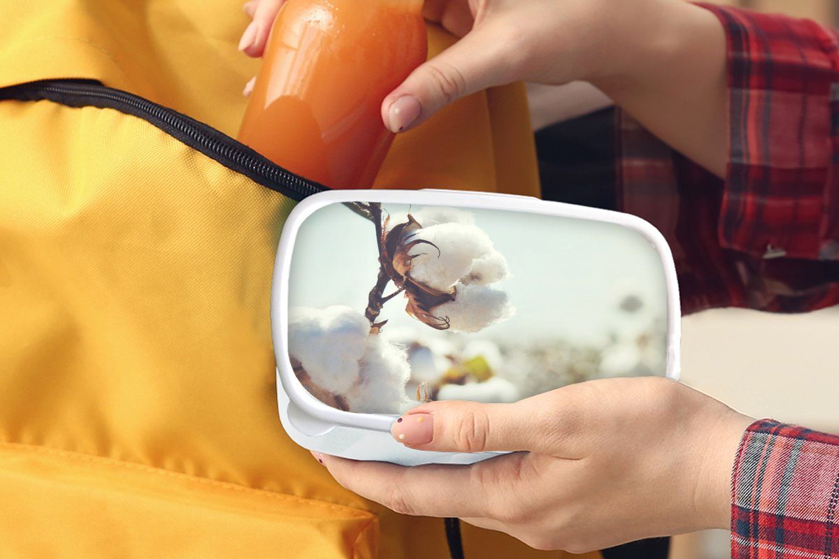 MuchoWow Lunchbox Pflanzen - und - Brotbox Blume (2-tlg), und Erwachsene, Jungs für Kunststoff, Kinder Brotdose, Zweig Mädchen - für weiß Natur