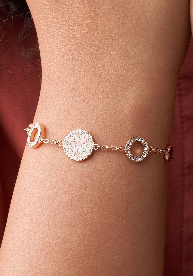 Fossil Armband Schmuck Geschenk Edelstahl Pearl Disc Station, mit Glasstein günstig online kaufen
