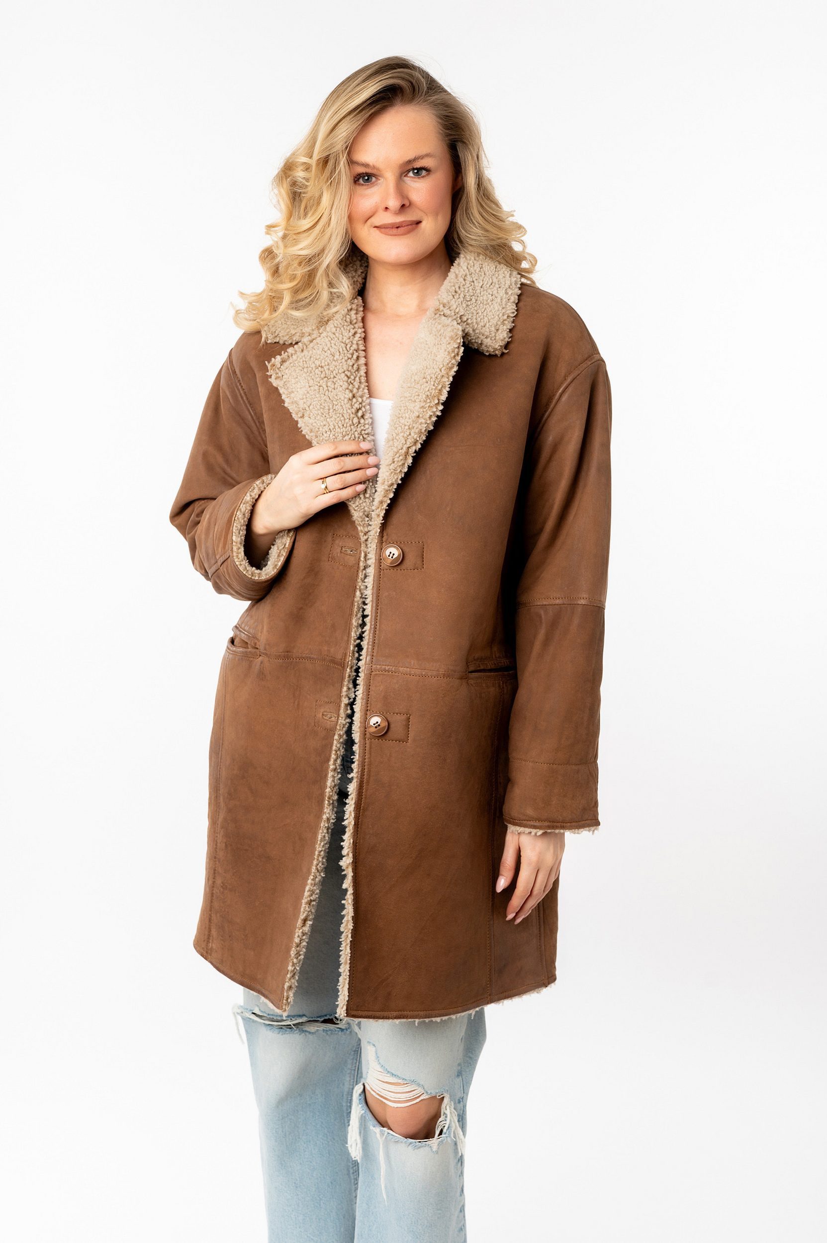 Mauritius Ledermantel MWXofia OS mit Reverskragen, Oversized Fit günstig online kaufen