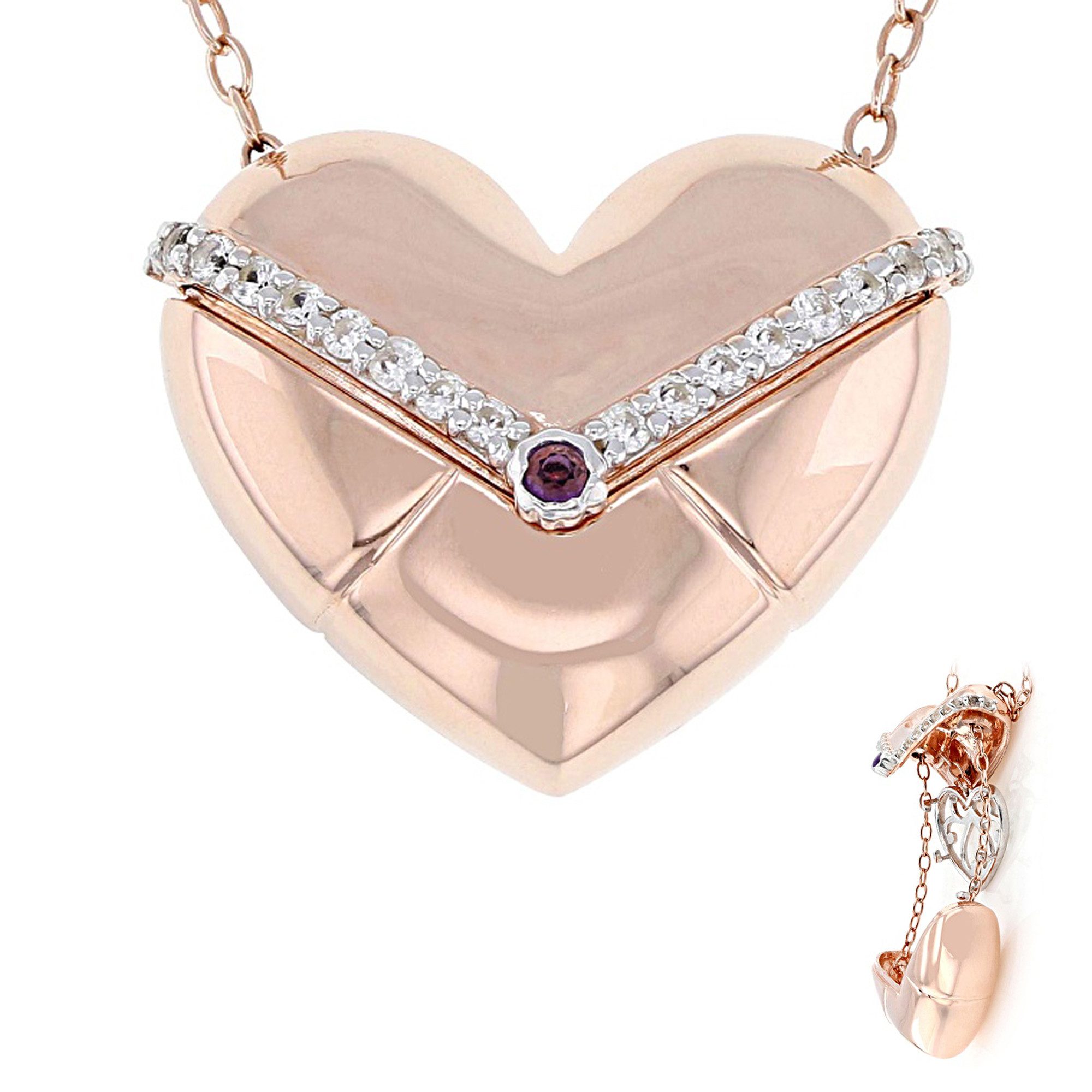 Cavill Silberkette Amethyst Rose Gold Vermeil Herz Halskette (1-tlg)