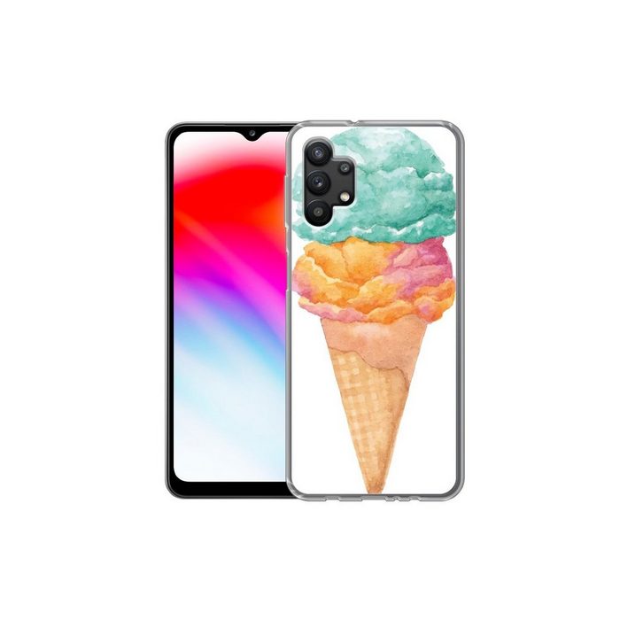 MuchoWow Handyhülle Aquarell - Eis - Hoorn Handyhülle Samsung Galaxy A32 5G Smartphone-Bumper Print Handy ZV10953