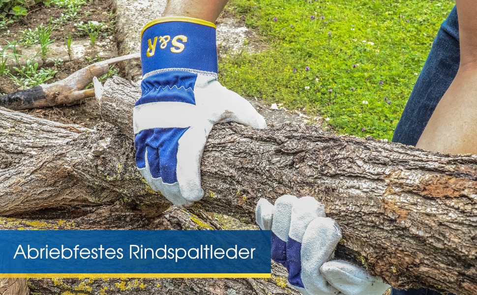 S&R Leder-Arbeitshandschuhe 4 Paar, Größe XXL/11, Bau- und Gartenhandschuhe flexibles Echtleder (Set, 8-St., 4 Paar XXL / 11) Schutz-Handschuh für Metall- und Forstarbeiten, Handwerk