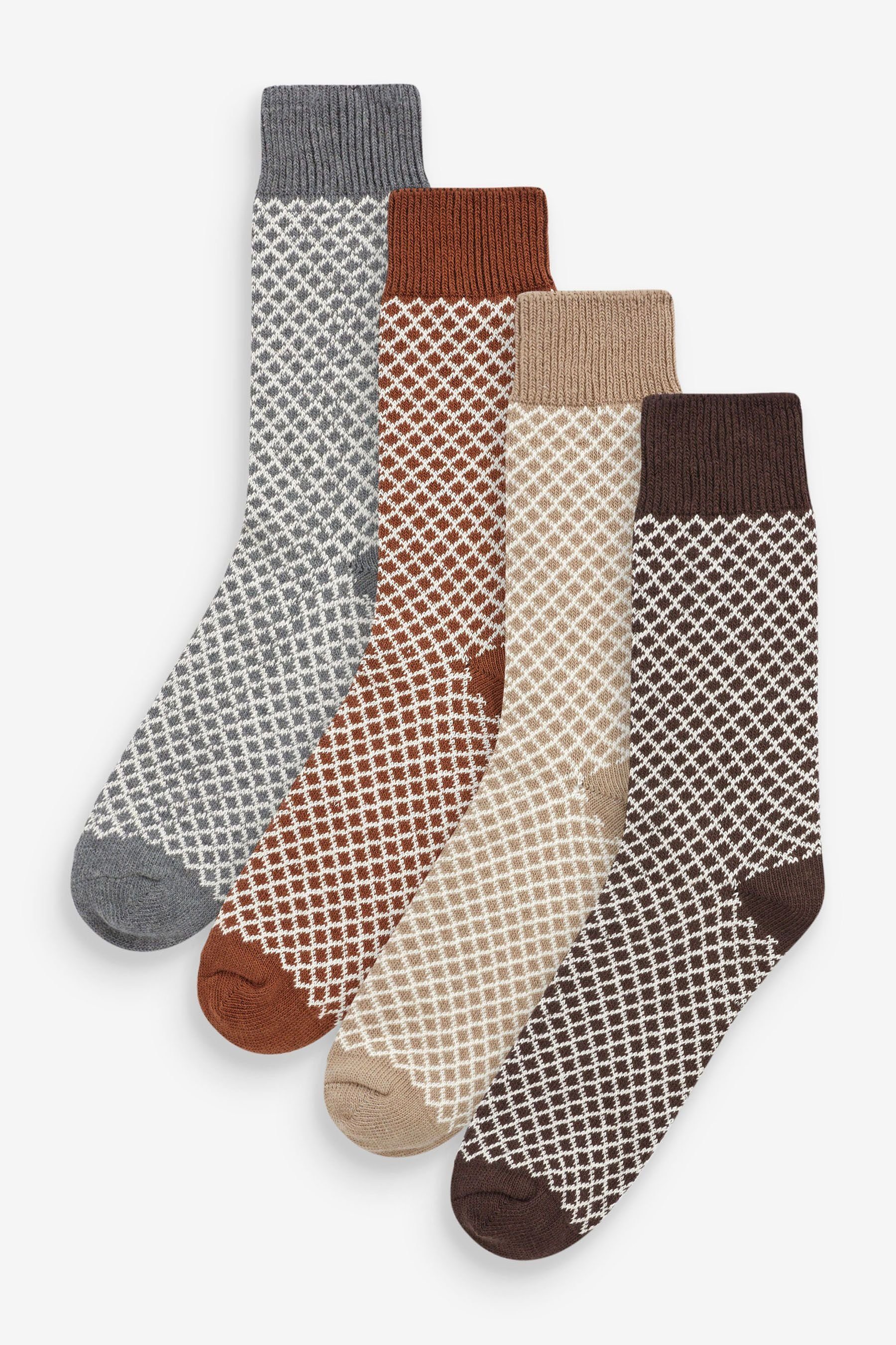 Next Kurzsocken Schwere Socken mit Muster, 4er-Pack (4-Paar) Diamond