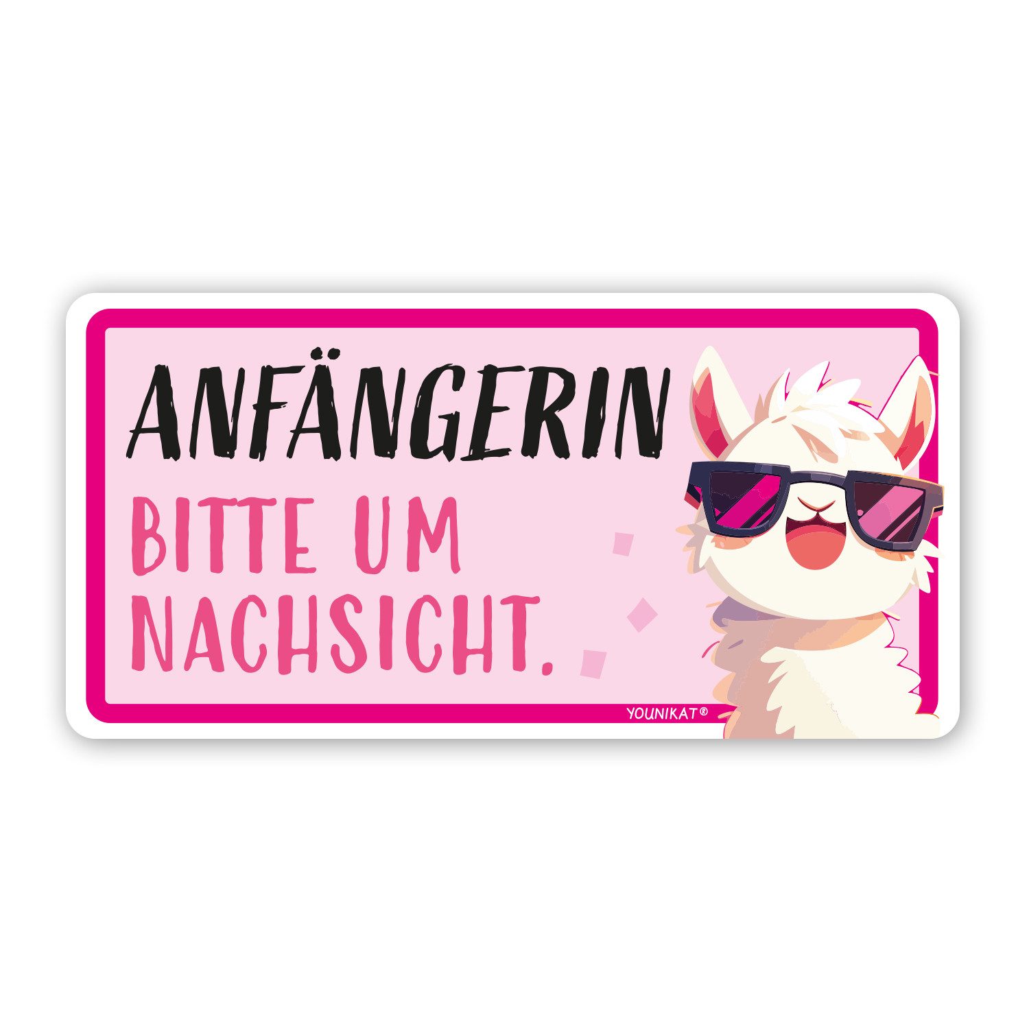 younikat Aufkleber Fahrzeug-Aufkleber Anfängerin Lama Rosa I 20 x 10 cm I kfz776